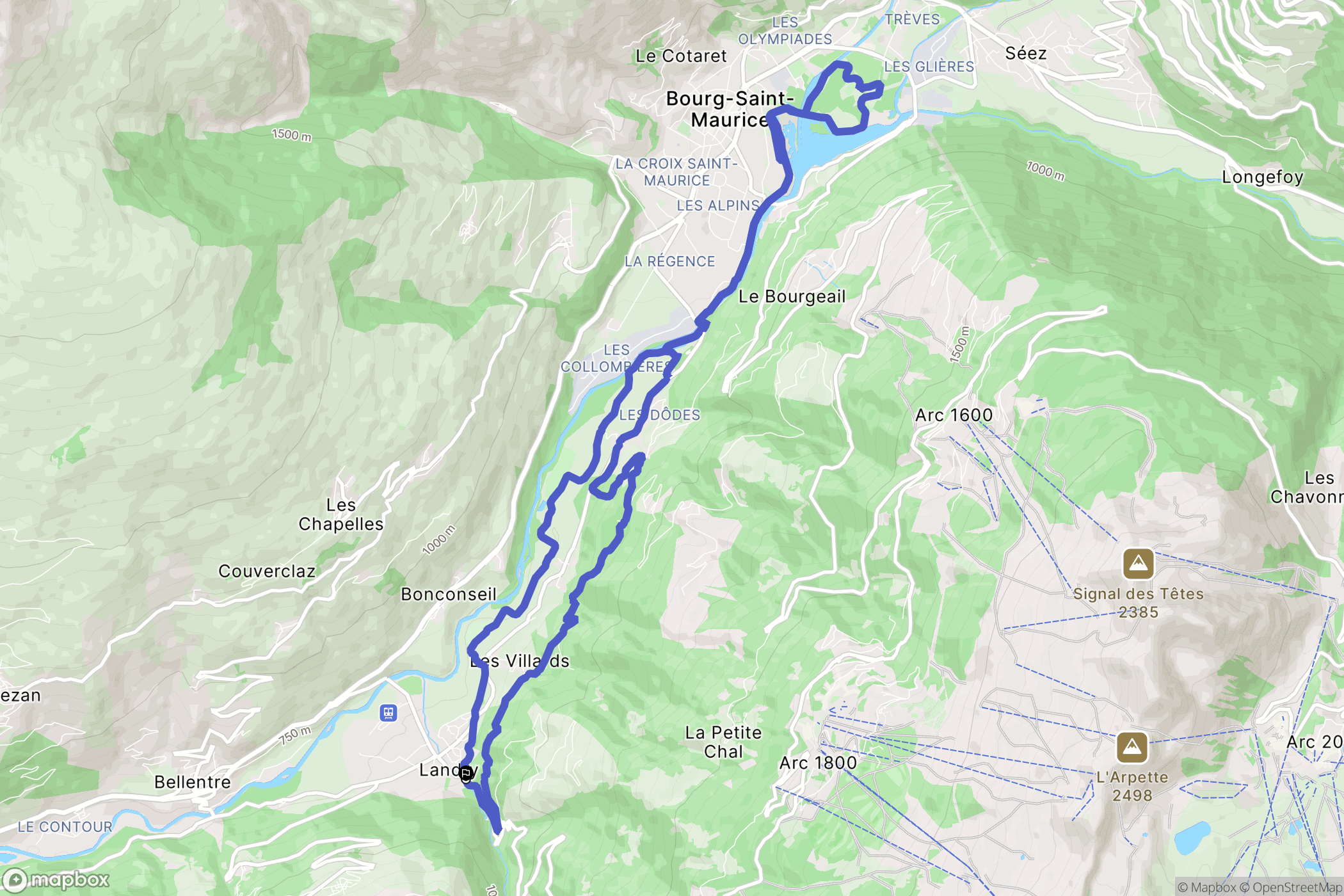 Landry : carte du parcours de randonnée - France