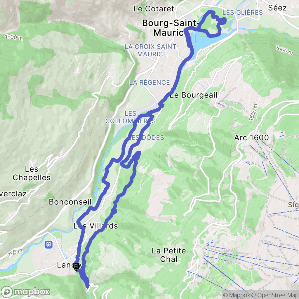 Landry : carte du parcours de randonnée - France