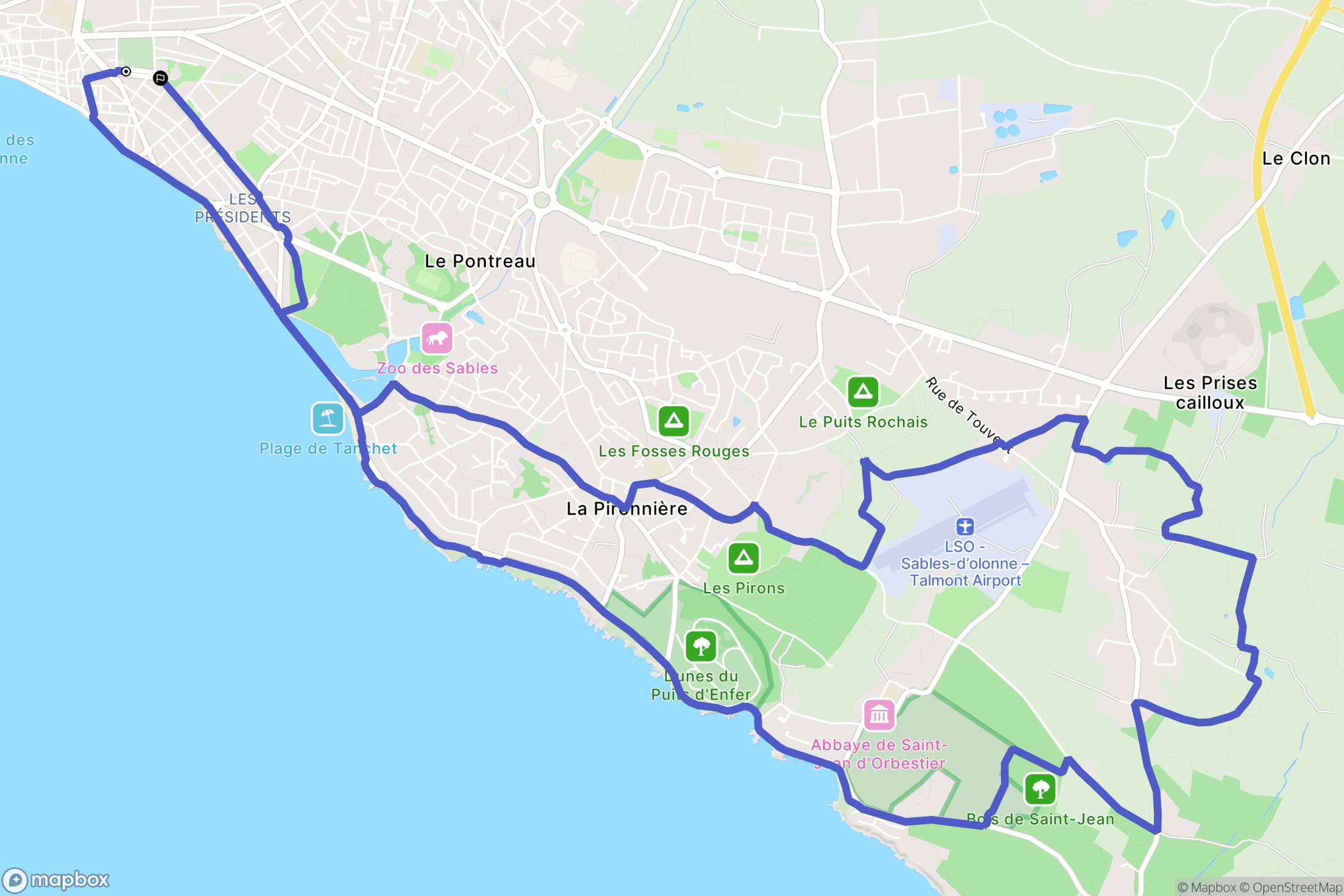 Les Sables-d'Olonne : carte du parcours de randonnée - France