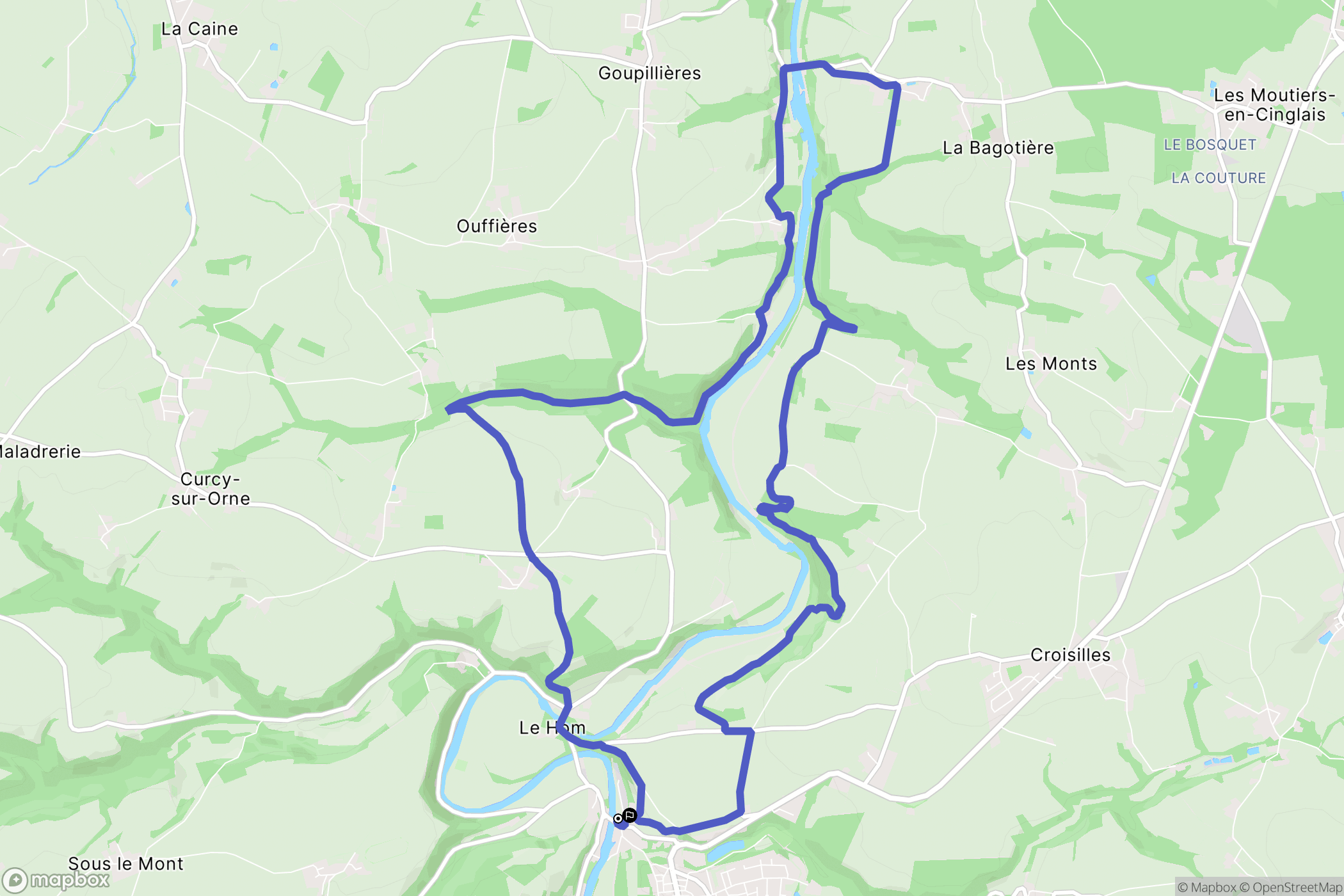 Le Hom : carte du parcours de randonnée - France
