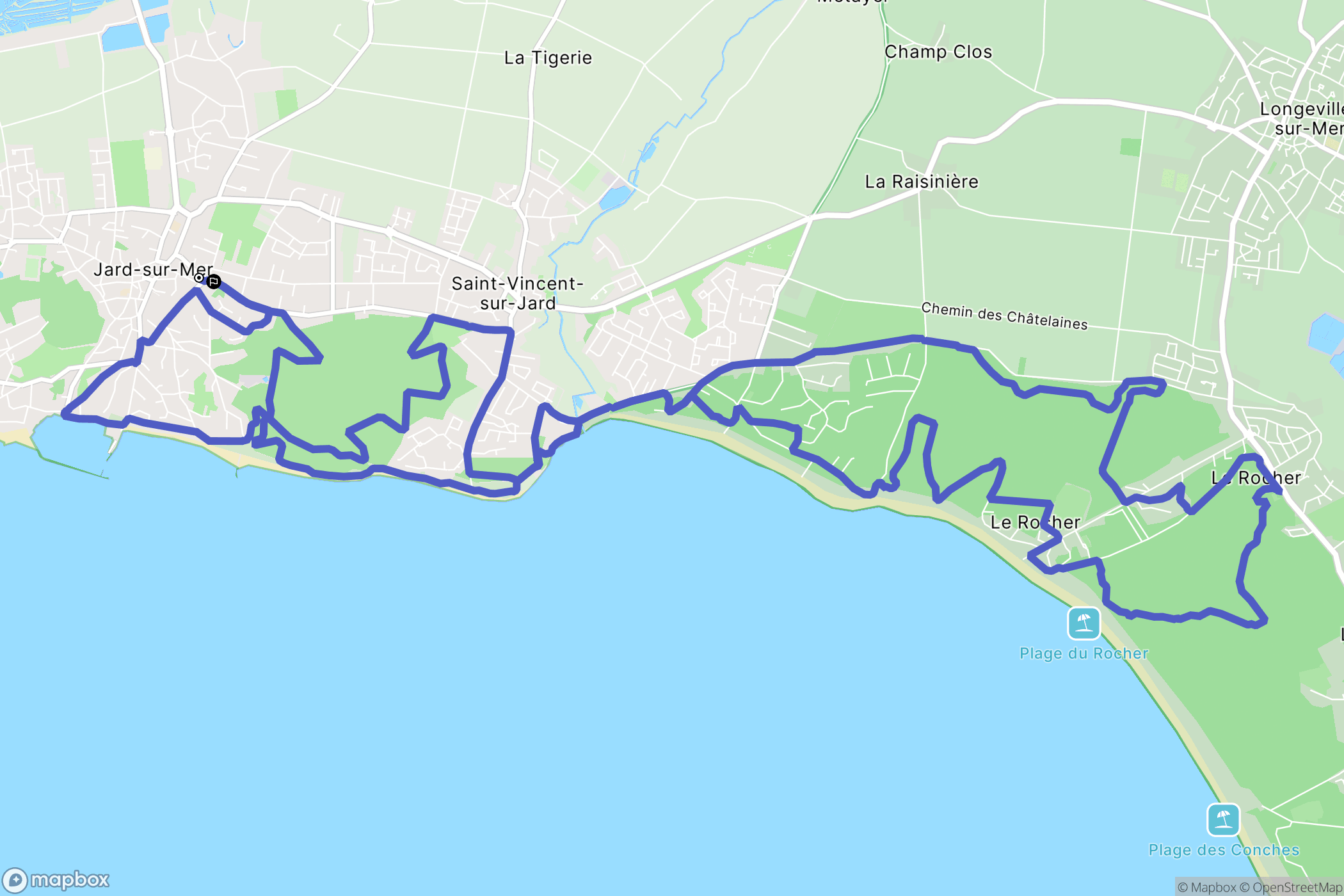 Jard-sur-Mer : carte du parcours de randonnée - France