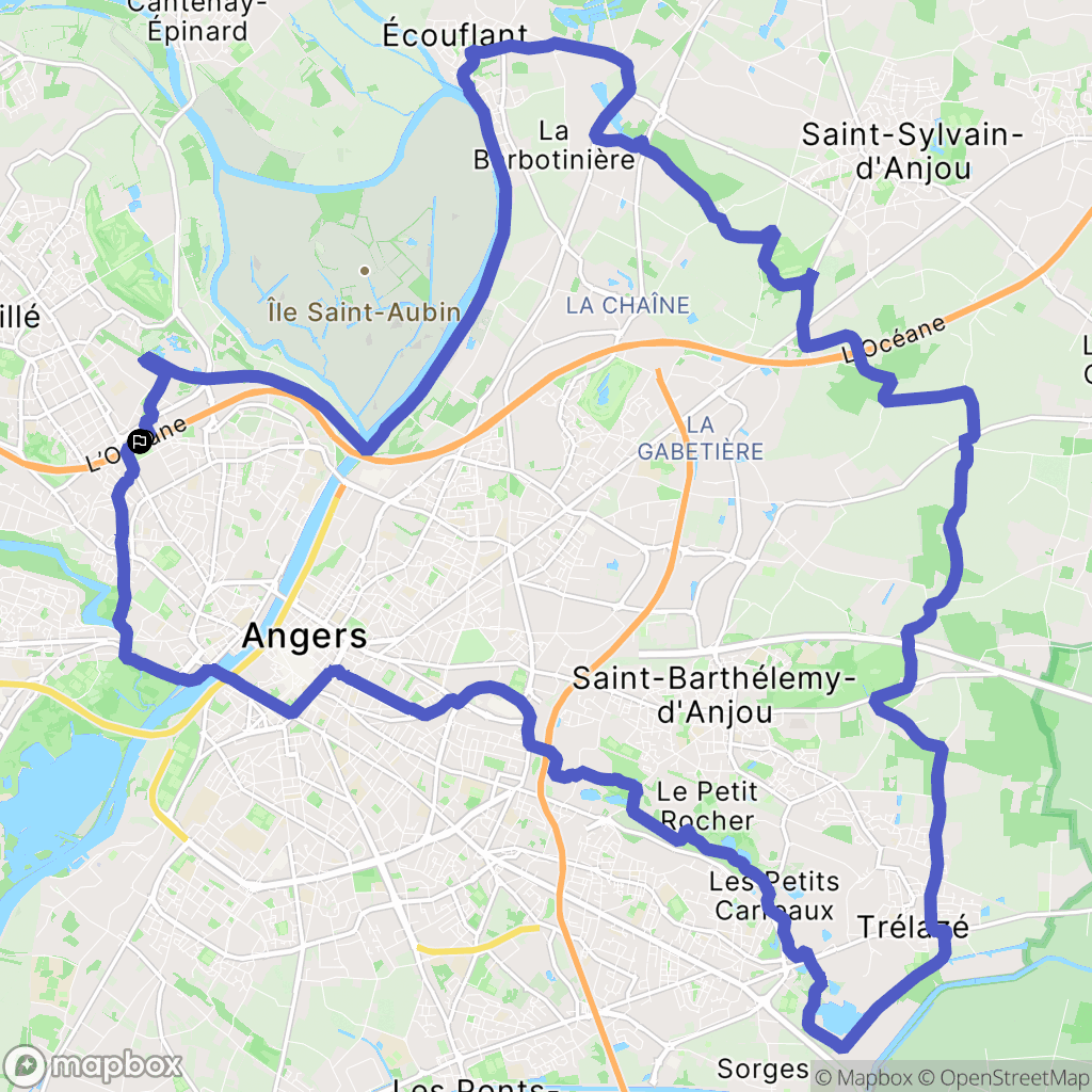 Angers : carte du parcours de randonnée - France