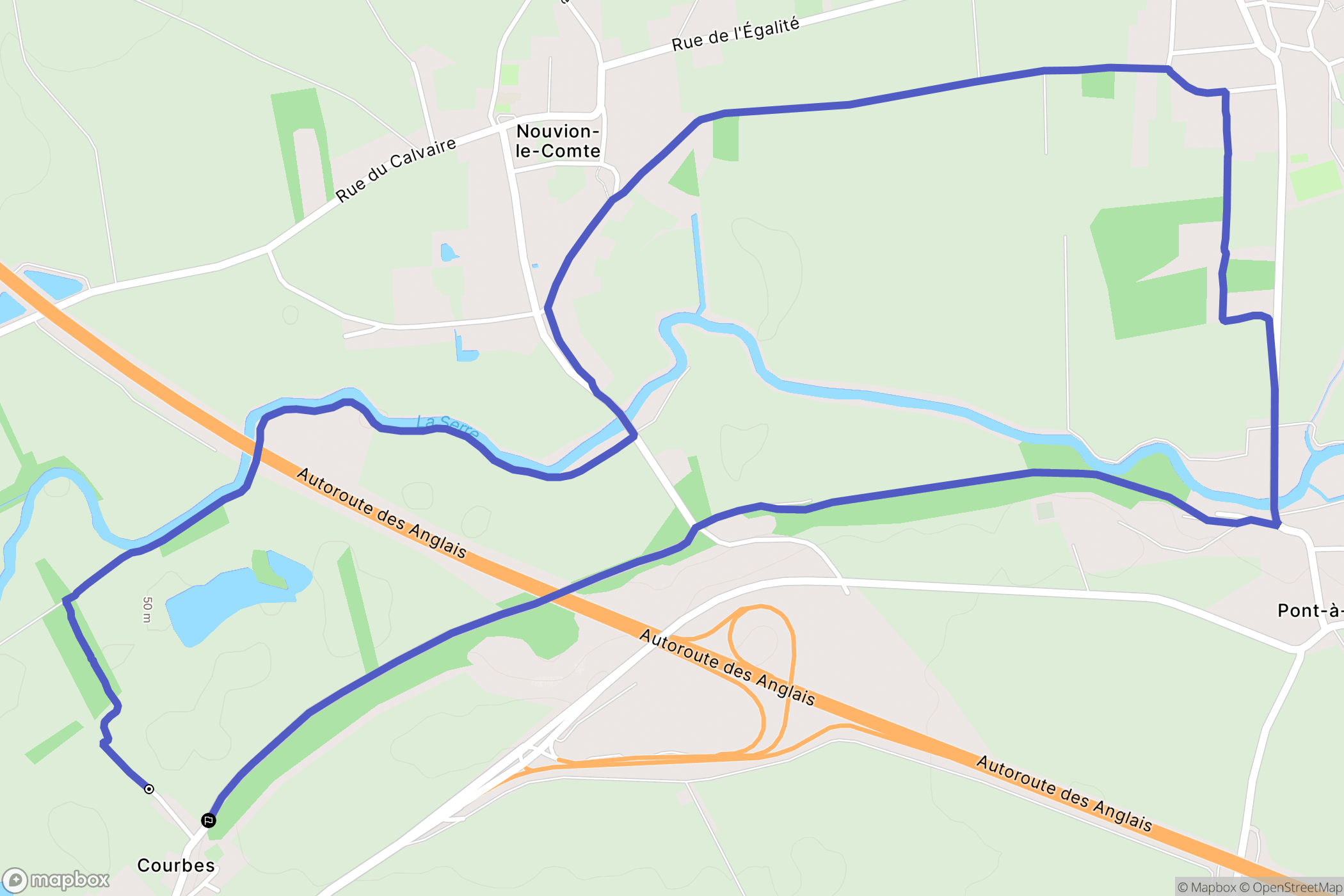 Courbes : carte du parcours de randonnée - France
