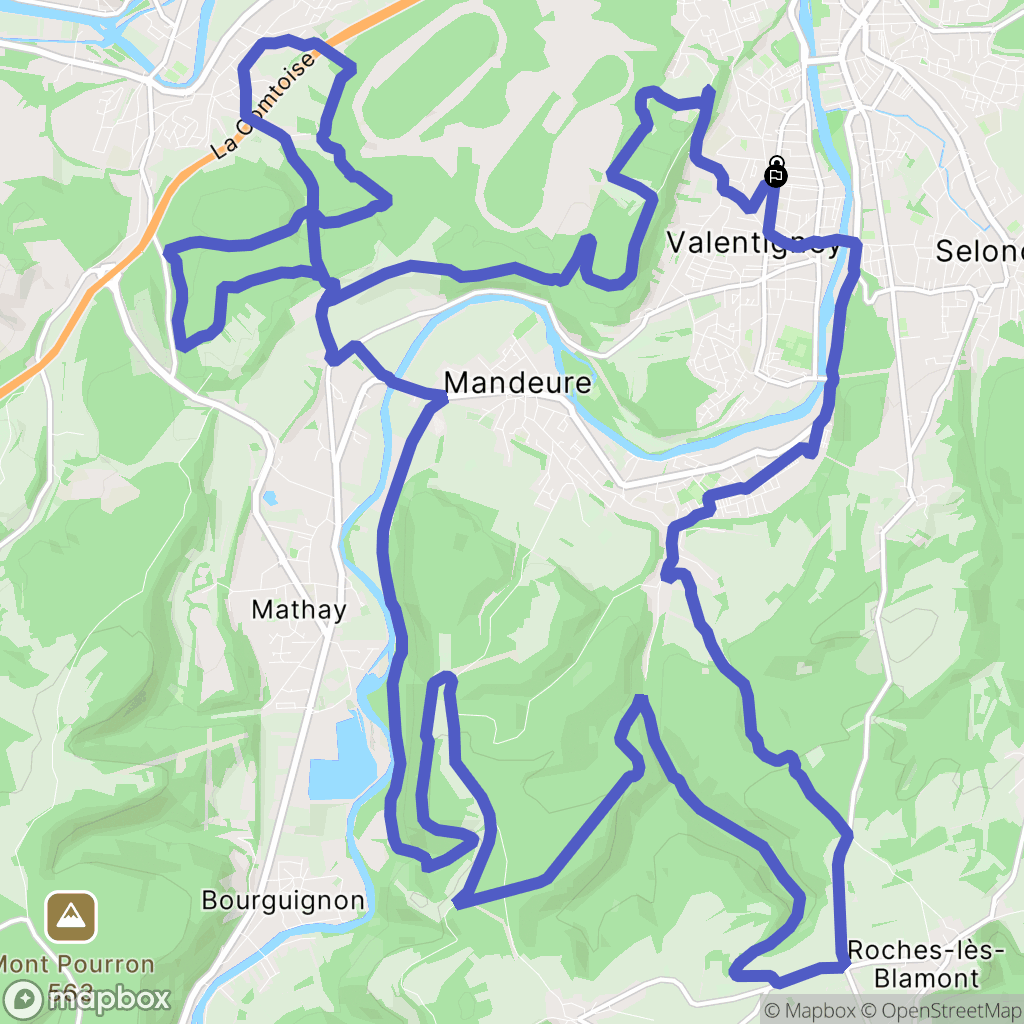 Valentigney : carte du parcours de randonnée - France
