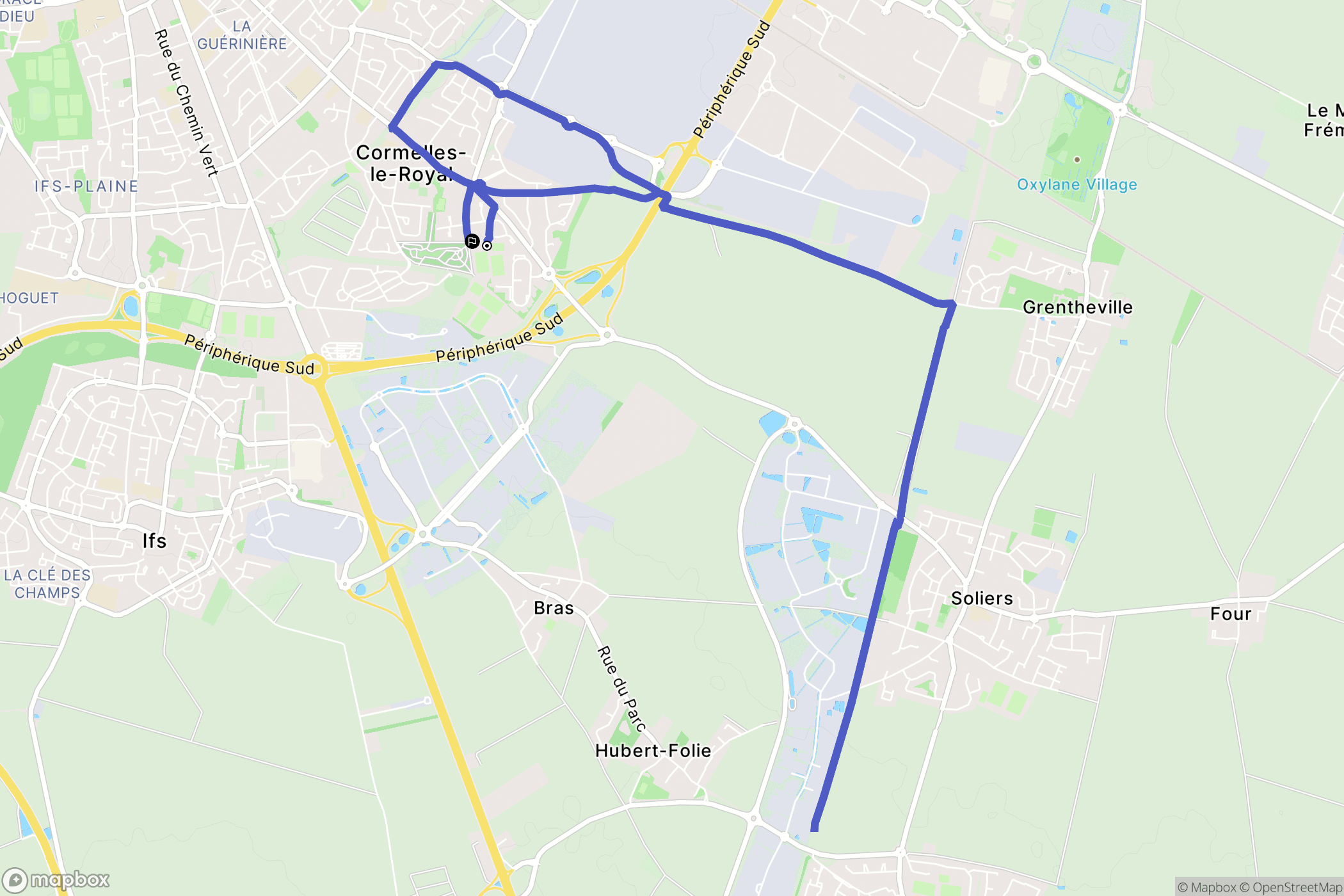 Cormelles-le-Royal : carte du parcours de randonnée - France