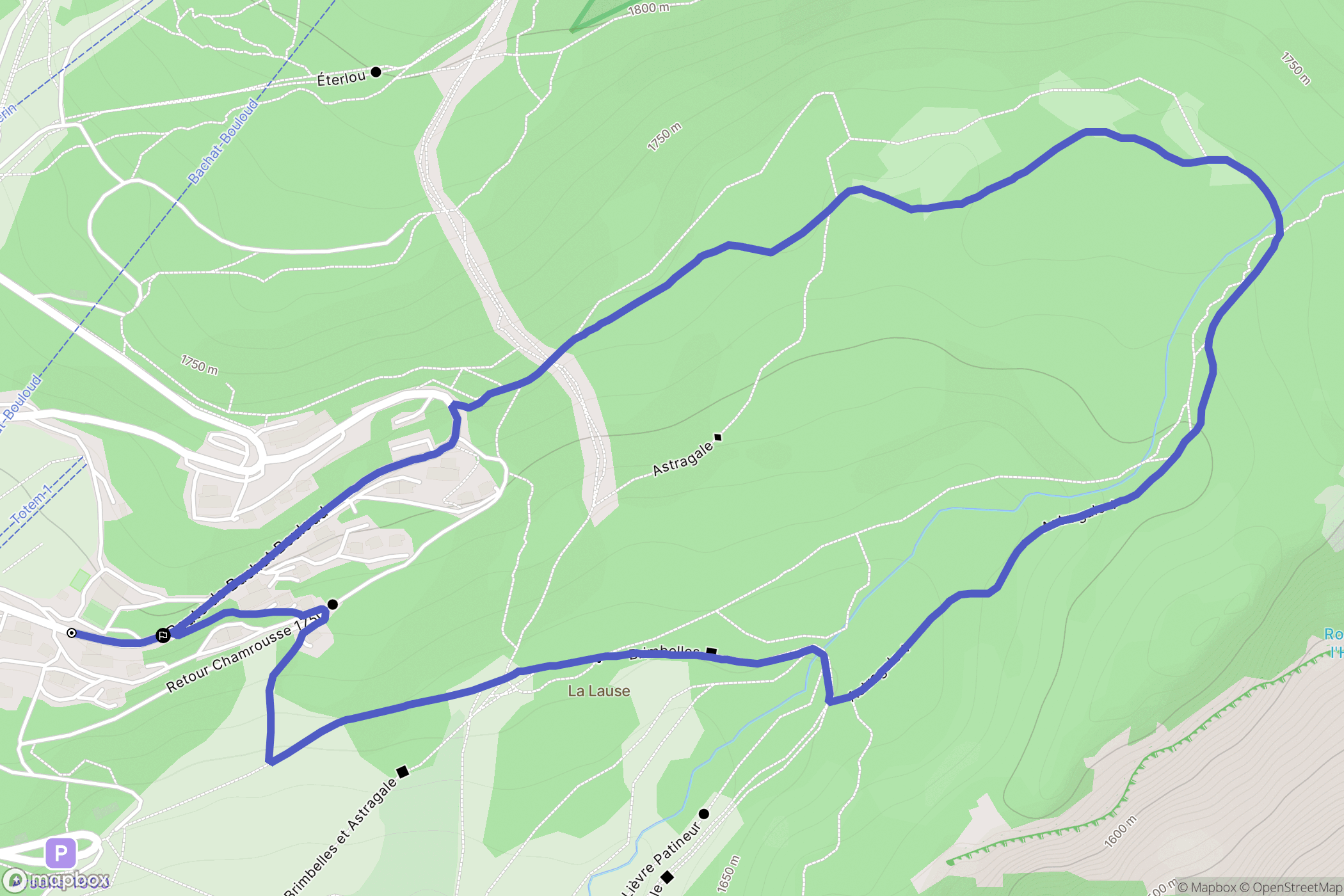 Chamrousse : carte du parcours de randonnée - France