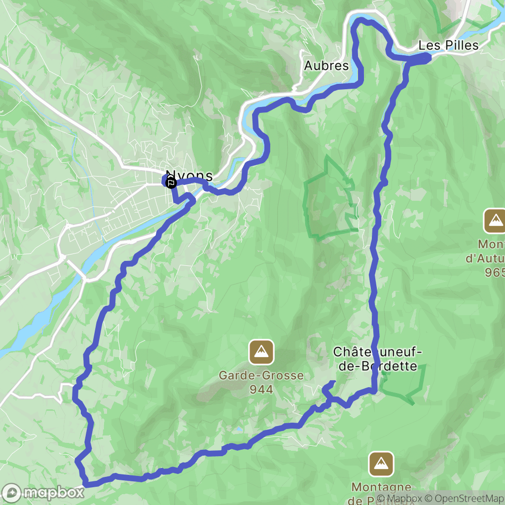 Nyons : carte du parcours de randonnée - France