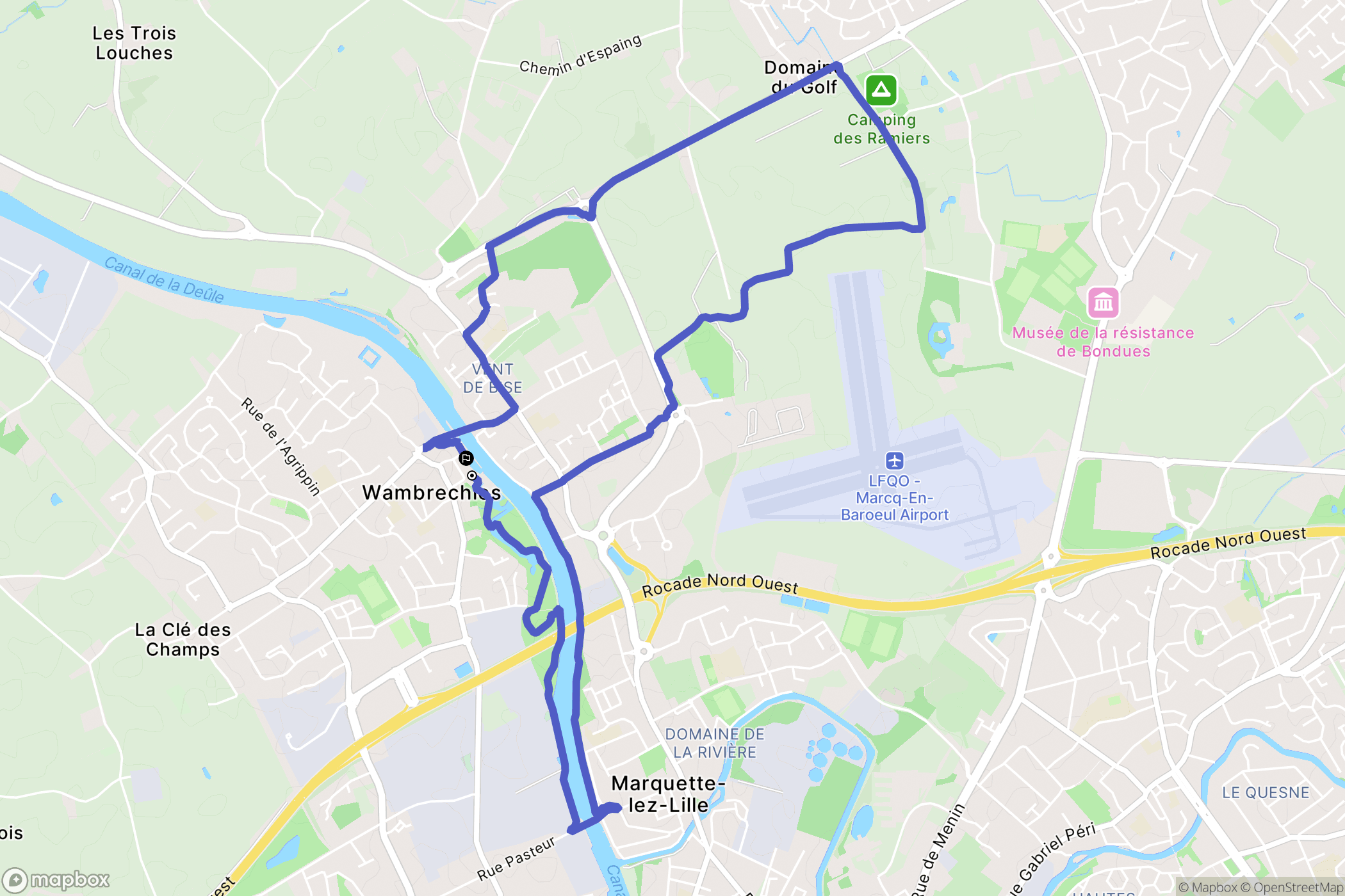Wambrechies : carte du parcours de randonnée - France