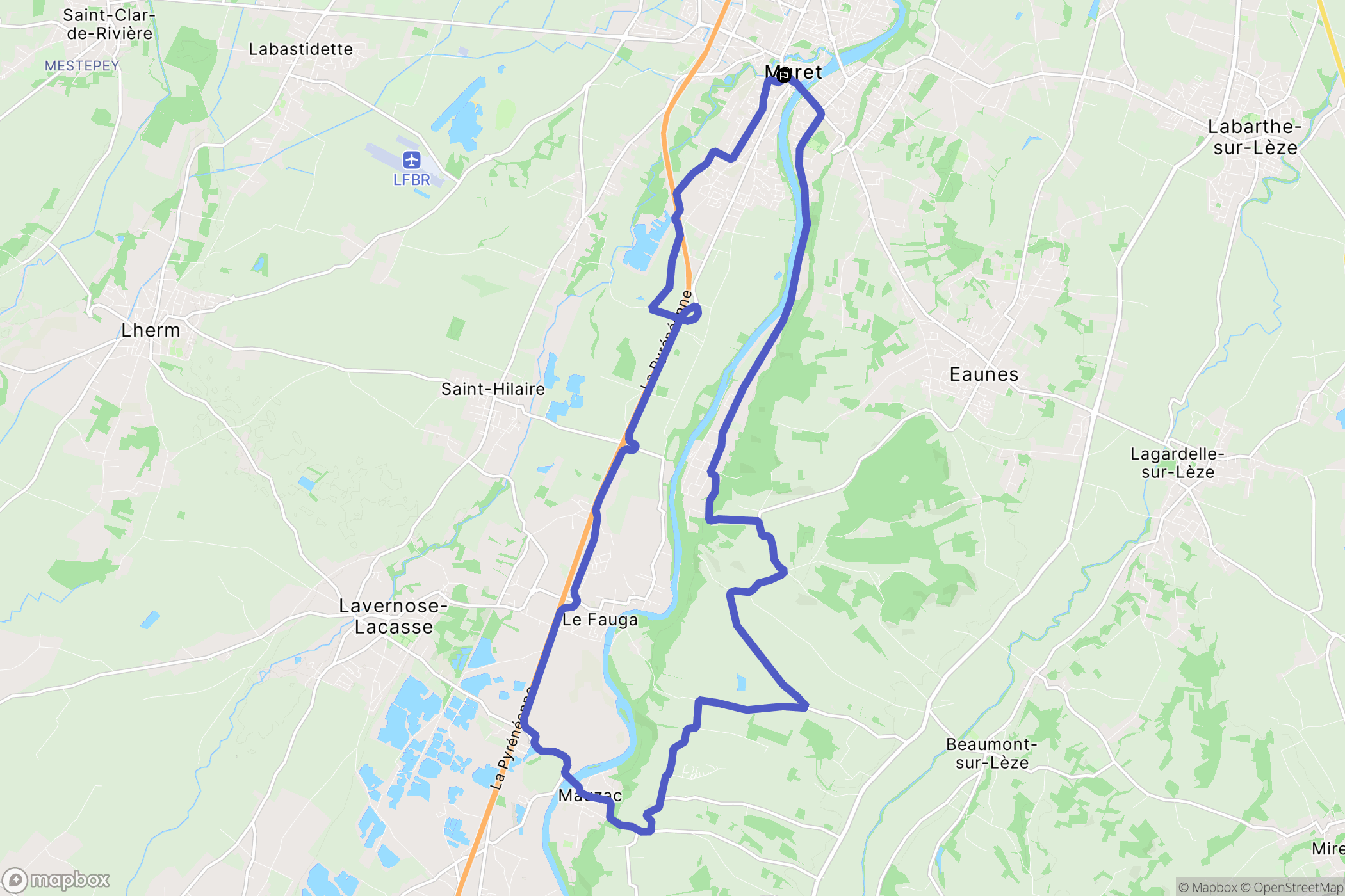 Muret : carte du parcours de randonnée - France