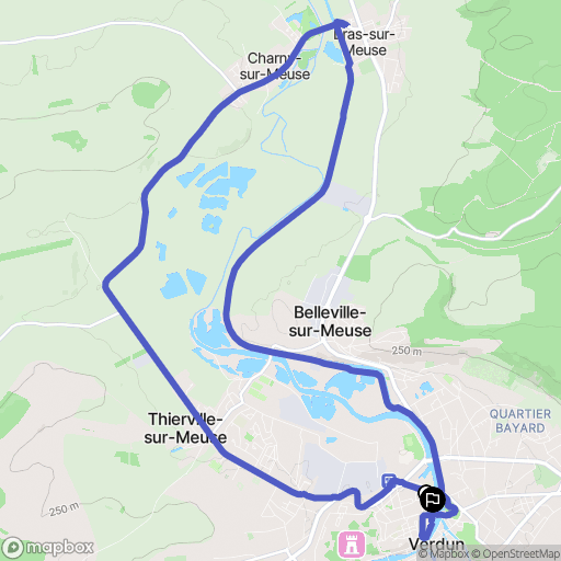 Verdun : carte du parcours de randonnée - France