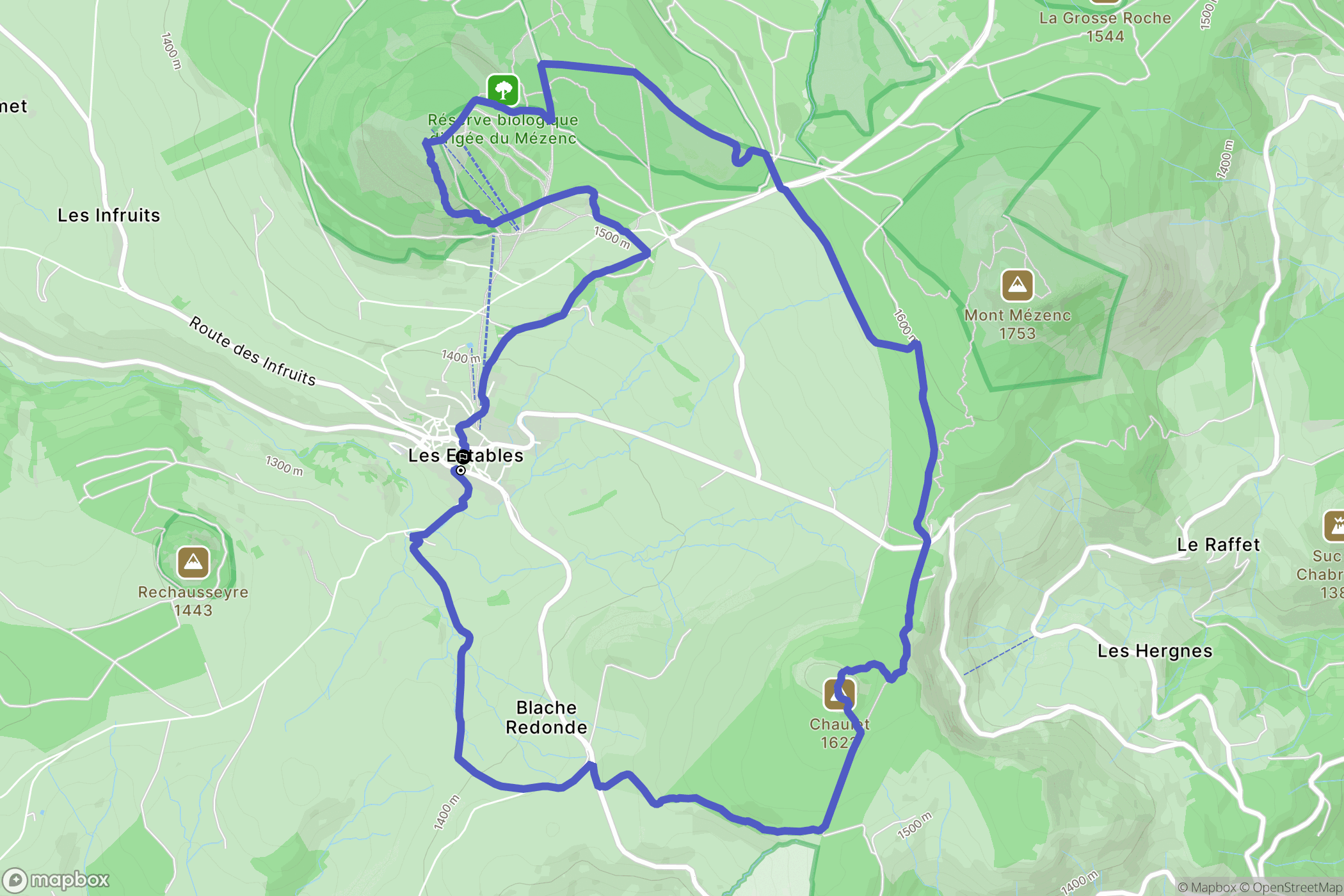 Les Estables : carte du parcours de randonnée - France