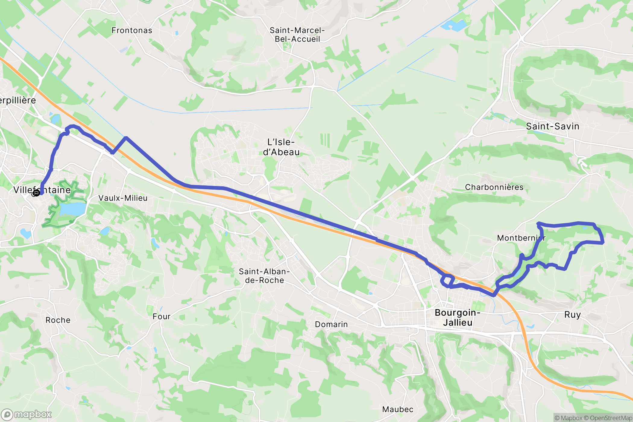 Villefontaine : carte du parcours de randonnée - France
