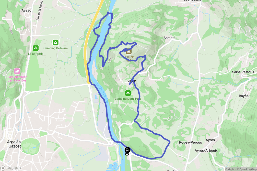 Ayros-Arbouix : carte du parcours de randonnée - France