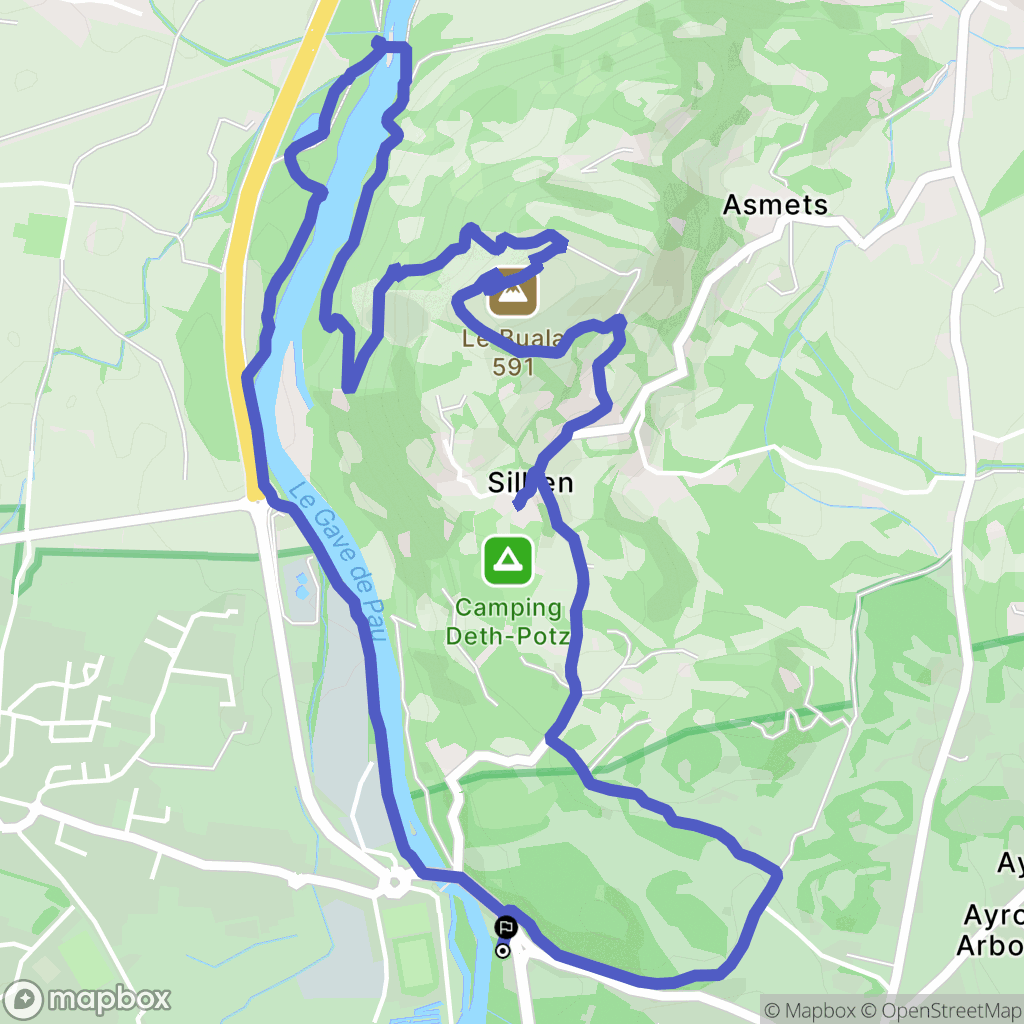 Ayros-Arbouix : carte du parcours de randonnée - France