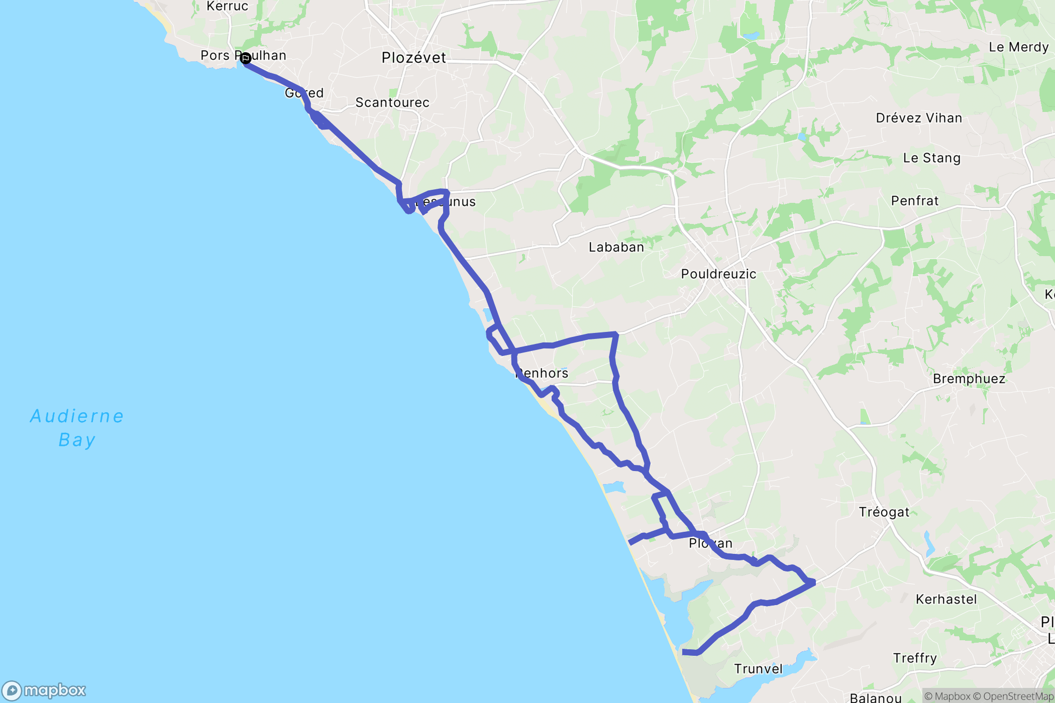 Plouhinec : carte du parcours de randonnée - France