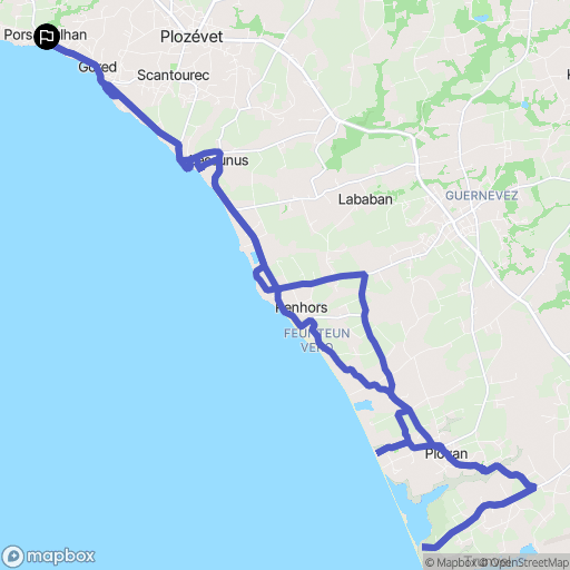Plouhinec : carte du parcours de randonnée - France
