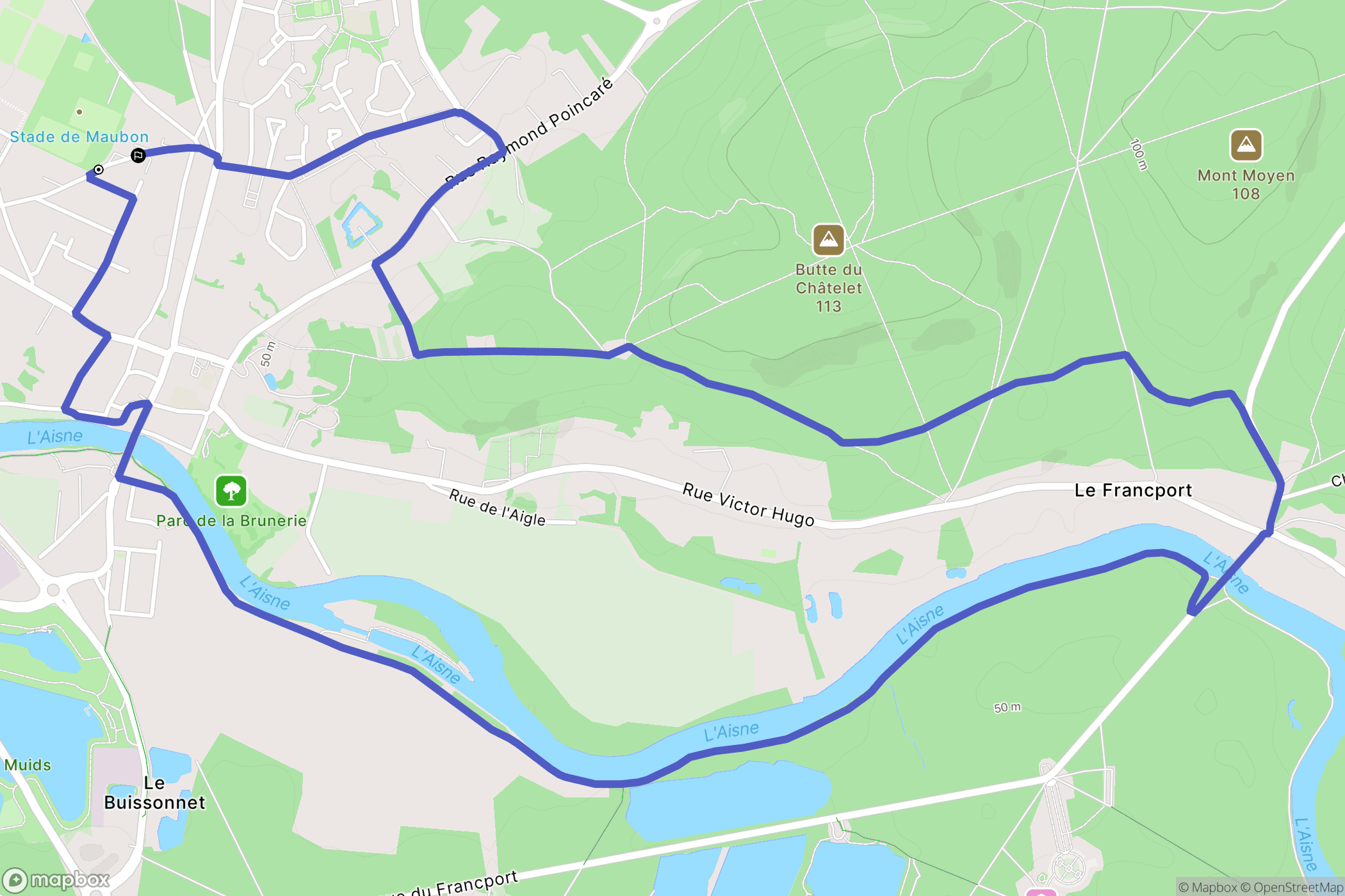 Choisy-au-Bac : carte du parcours de randonnée - France