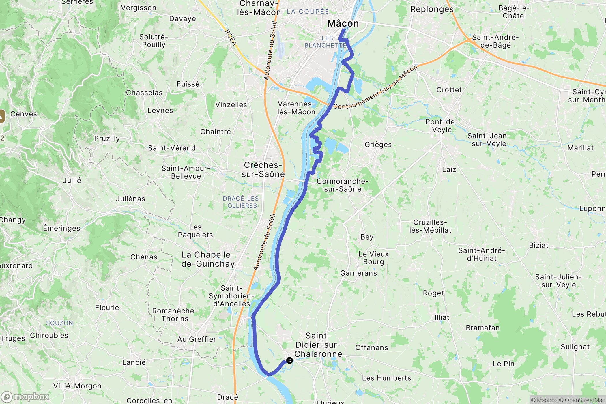 Thoissey : carte du parcours de randonnée - France