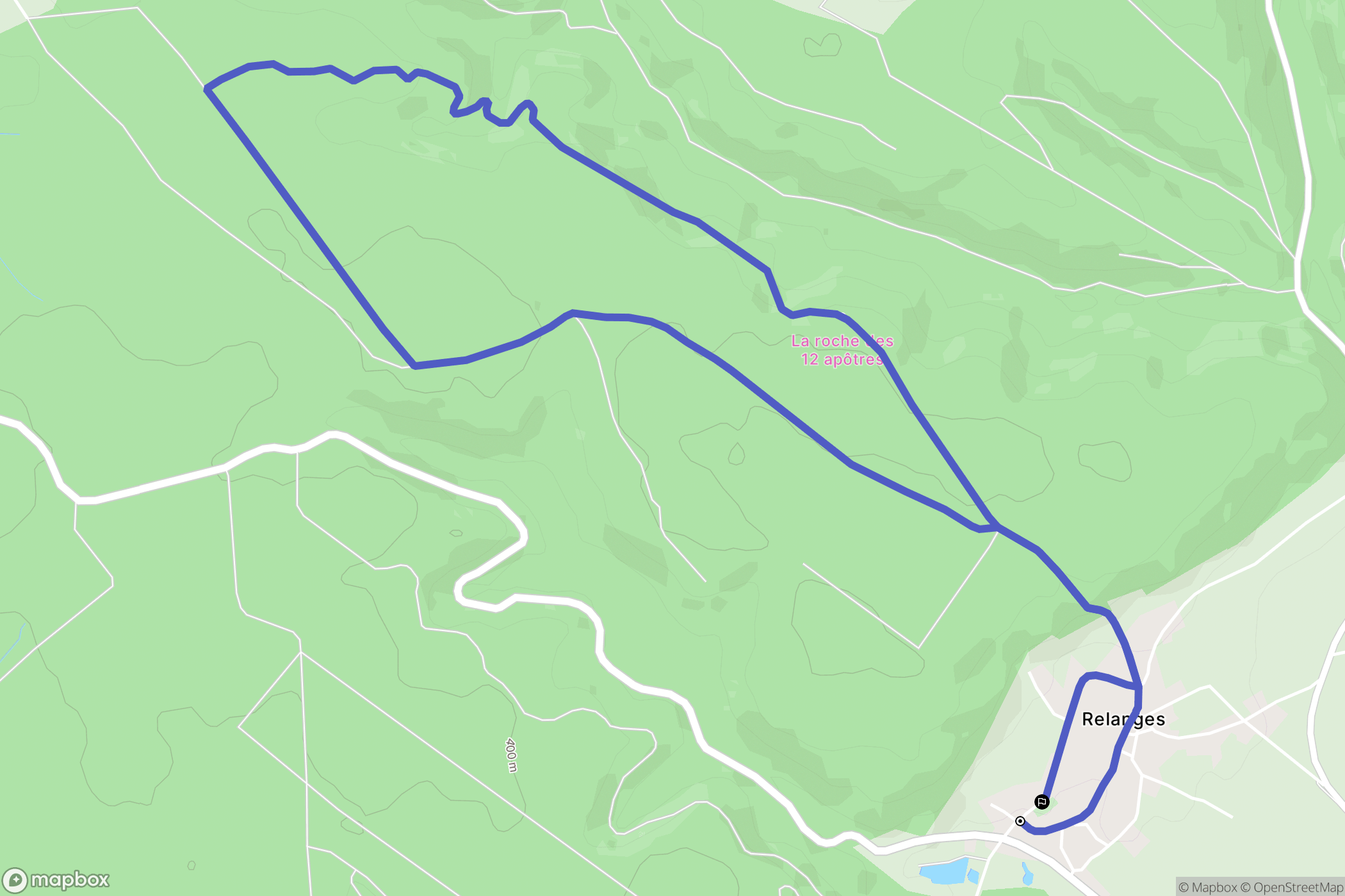 Relanges : carte du parcours de randonnée - France