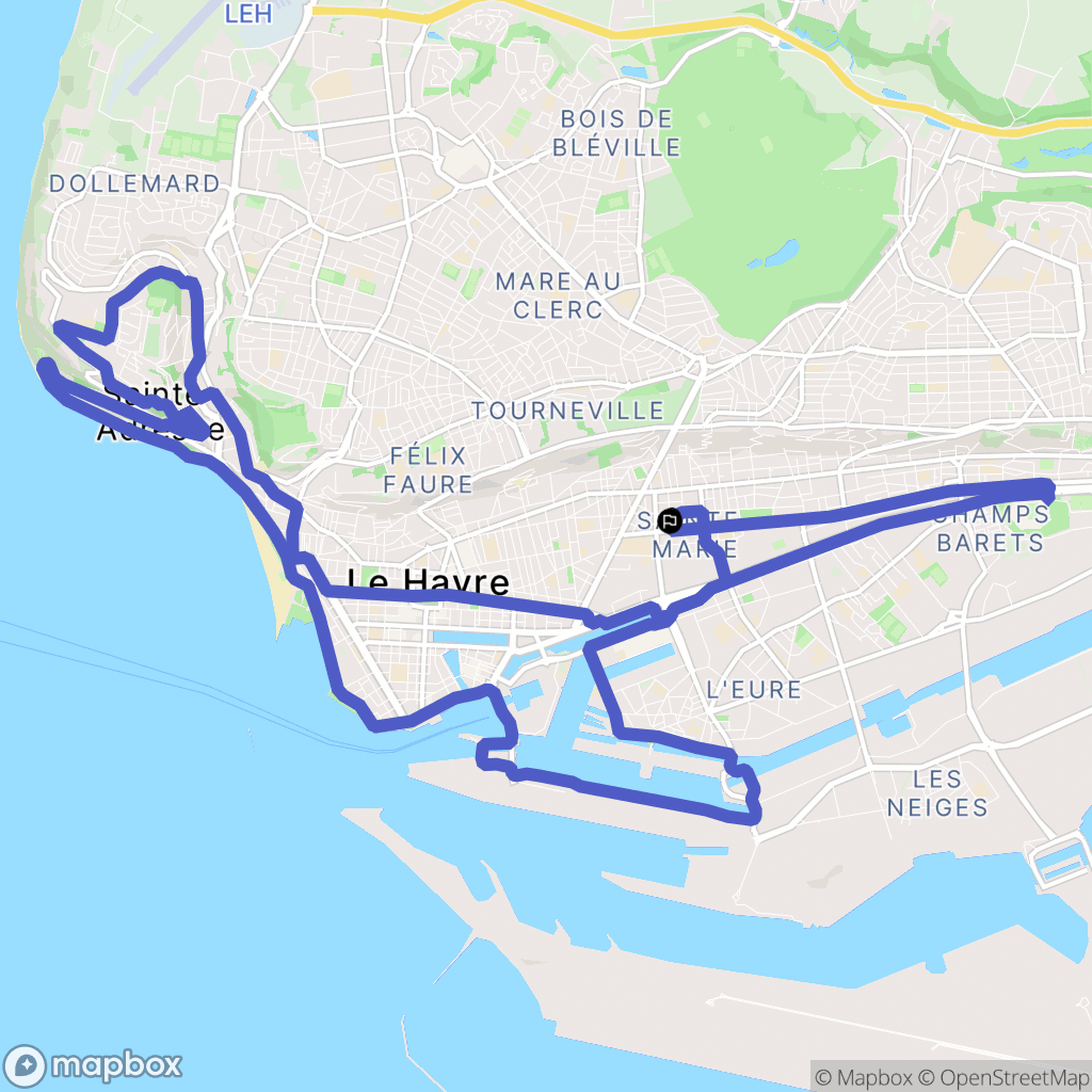 Le Havre : carte du parcours de randonnée - France
