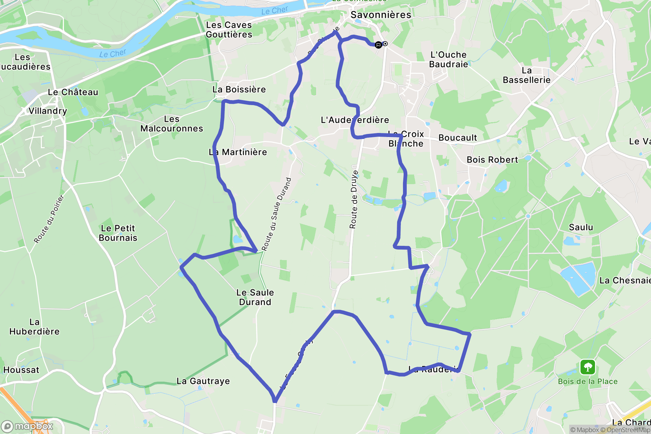 Savonnières : carte du parcours de randonnée - France