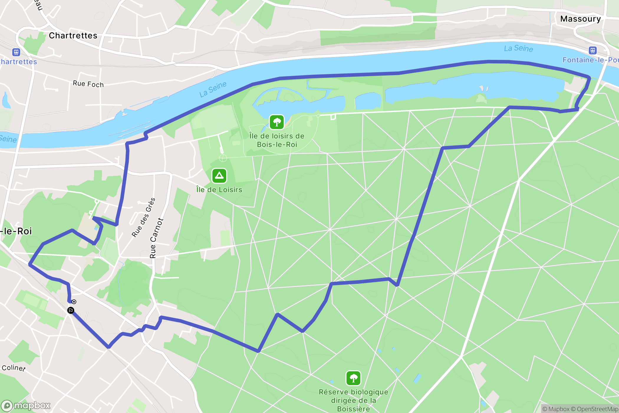 Bois-le-Roi : carte du parcours de randonnée - France