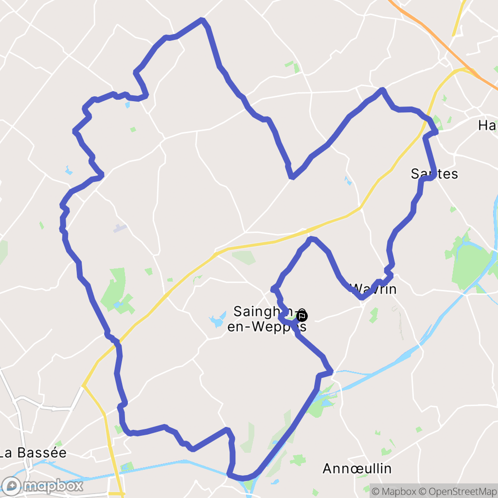 Sainghin-en-Weppes : carte du parcours de randonnée - France