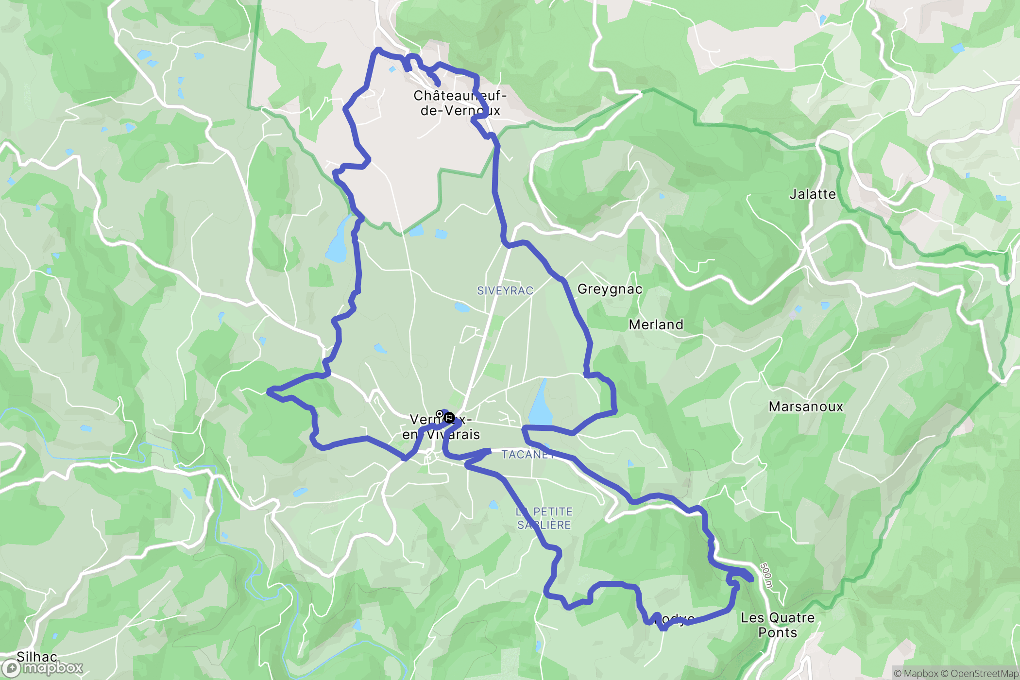 Vernoux-en-Vivarais : carte du parcours de randonnée - France