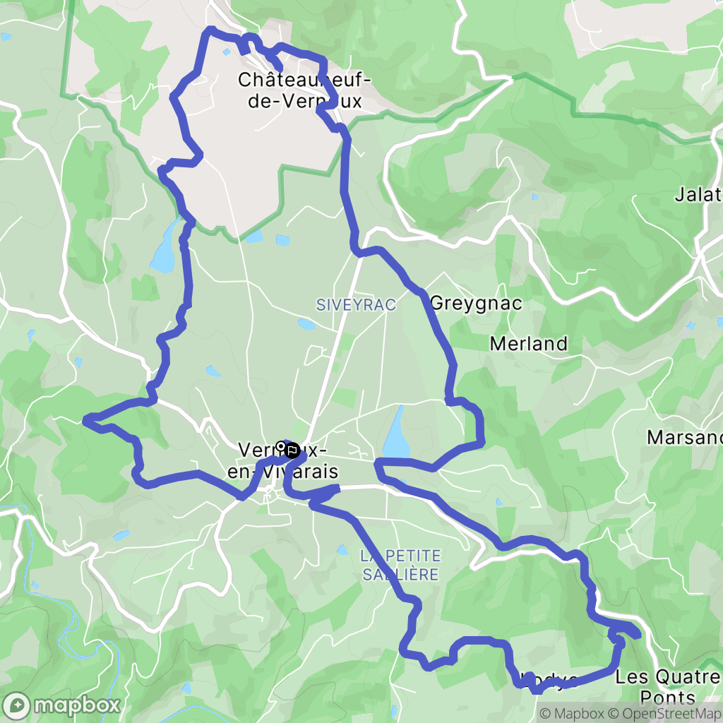Vernoux-en-Vivarais : carte du parcours de randonnée - France