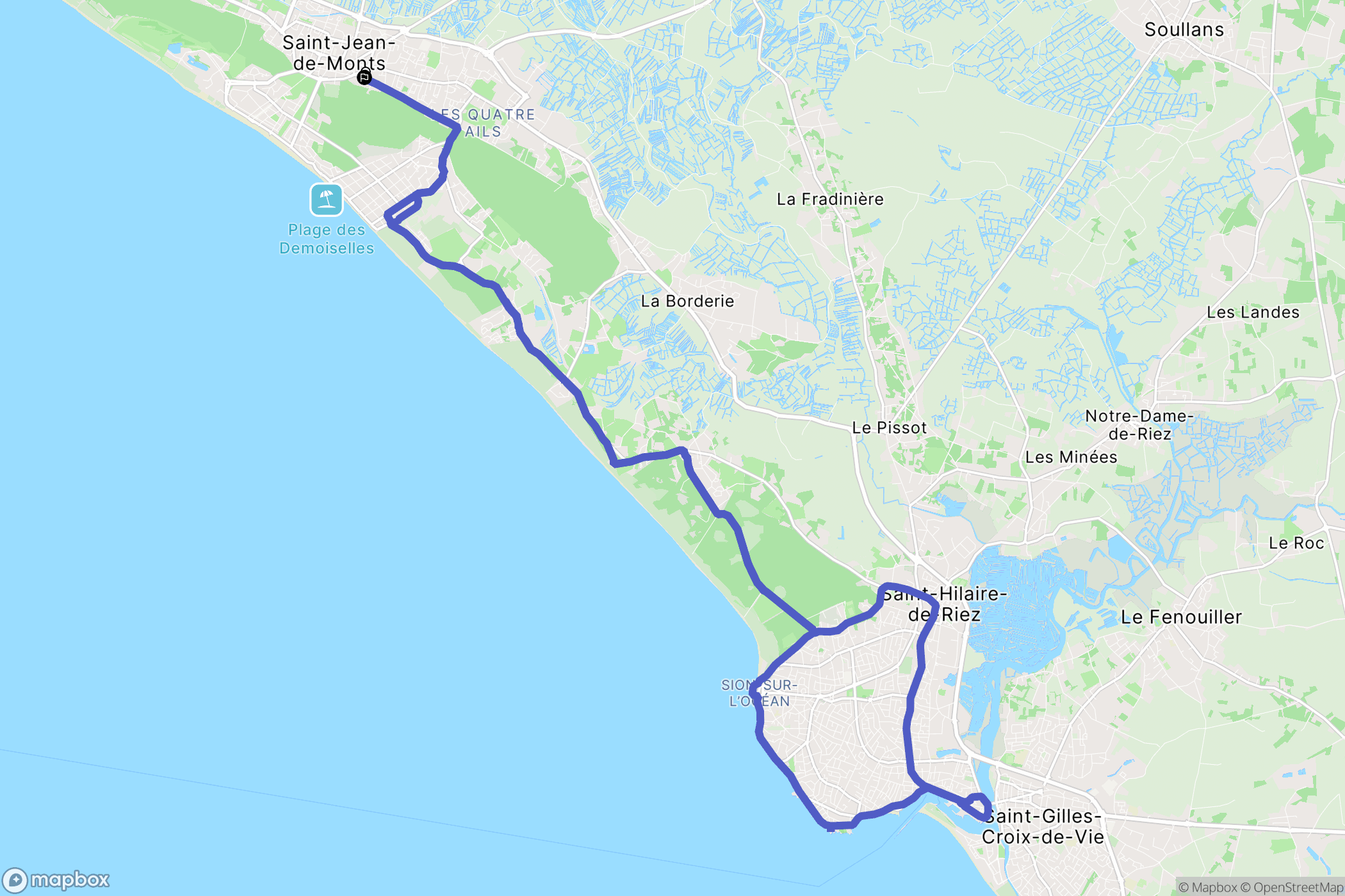 Saint-Jean-de-Monts : carte du parcours de randonnée - France