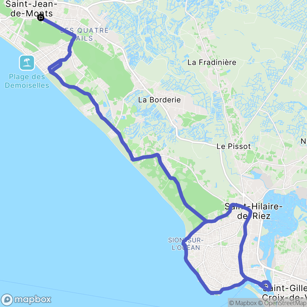 Saint-Jean-de-Monts : carte du parcours de randonnée - France