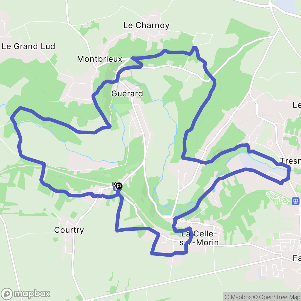 Guérard : carte du parcours de randonnée - France