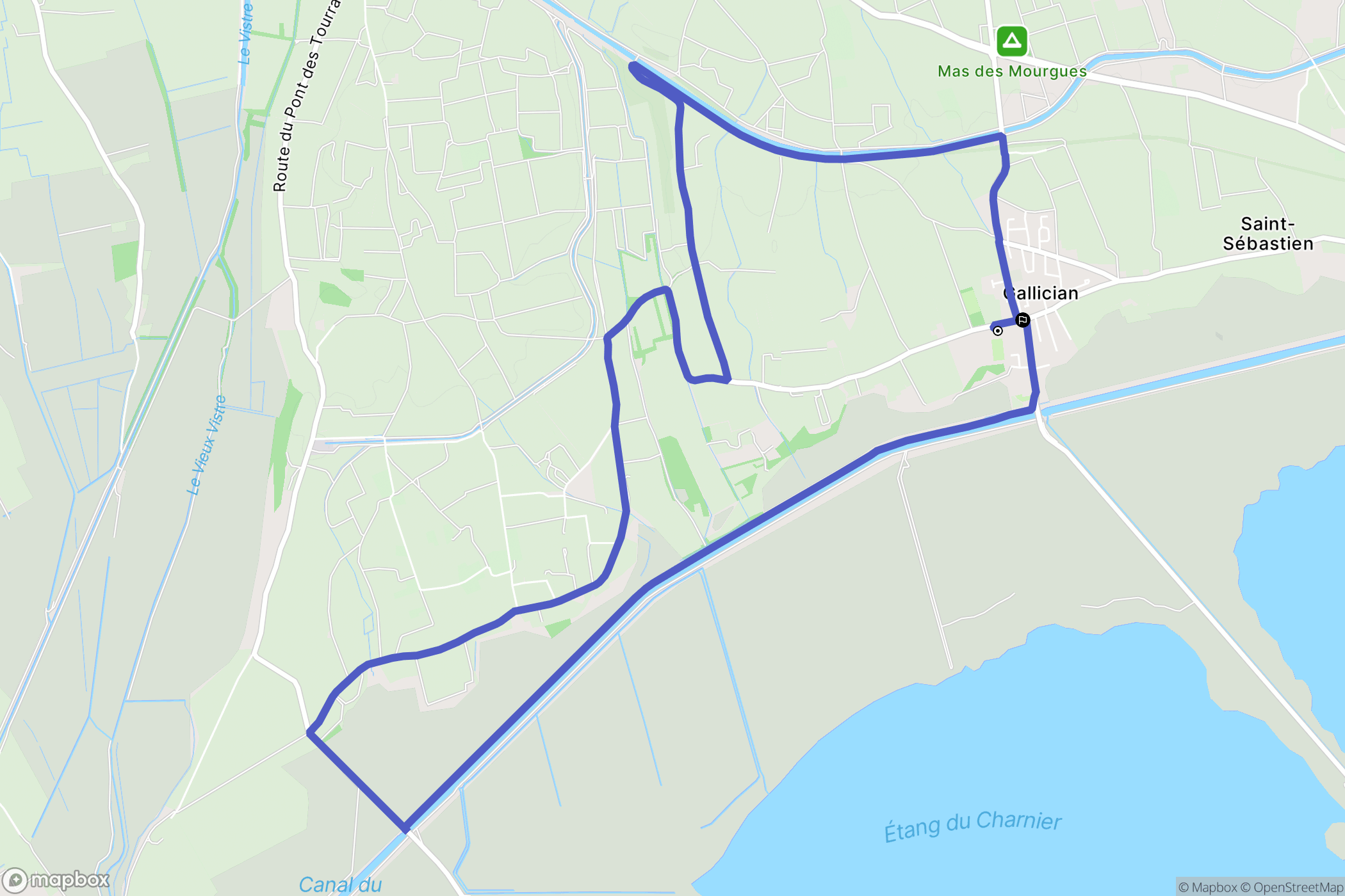 Vauvert : carte du parcours de randonnée - France