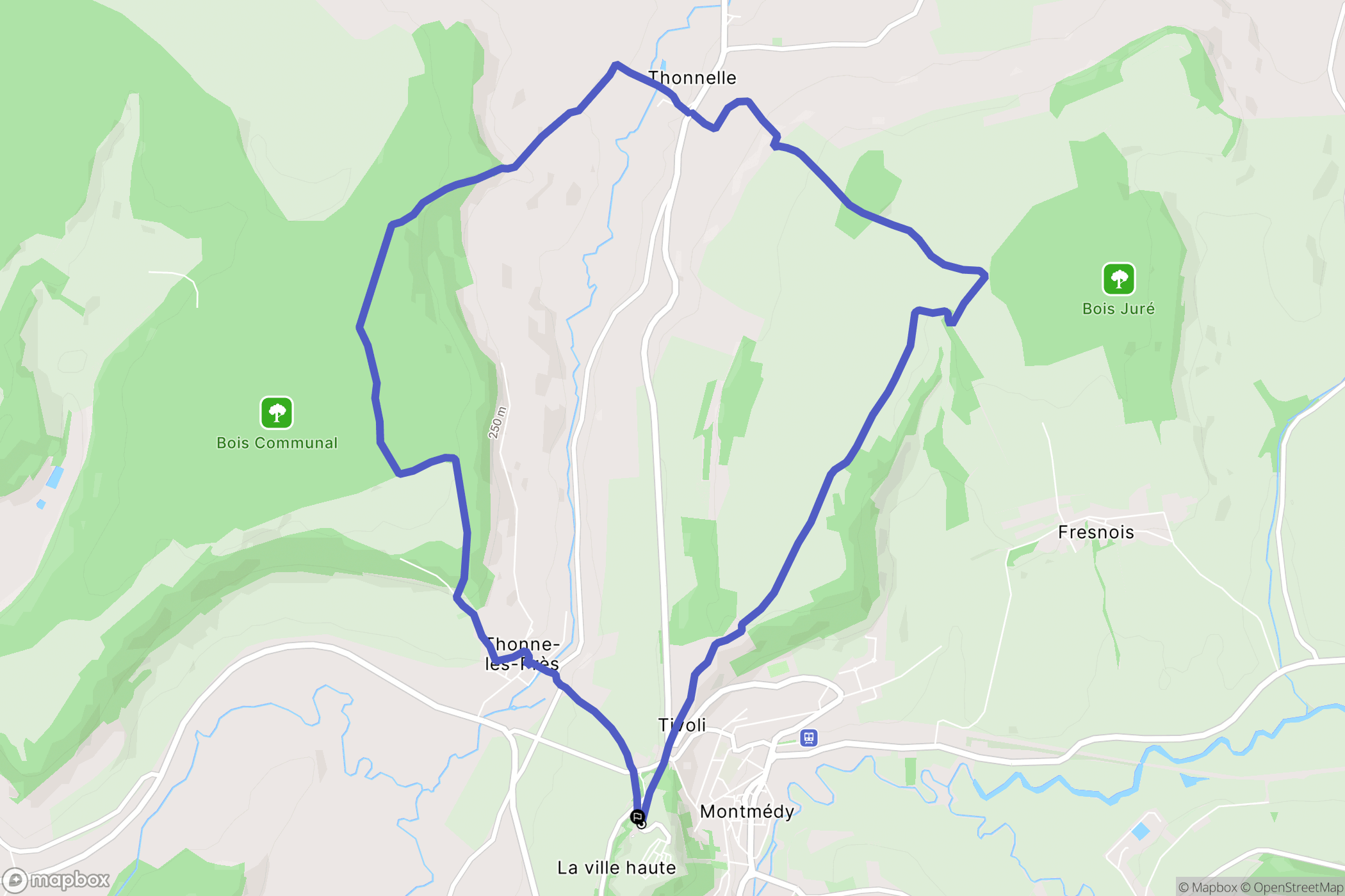 Montmédy : carte du parcours de randonnée - France