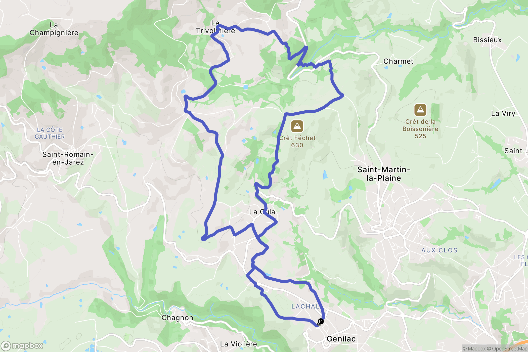 Genilac : carte du parcours de randonnée - France