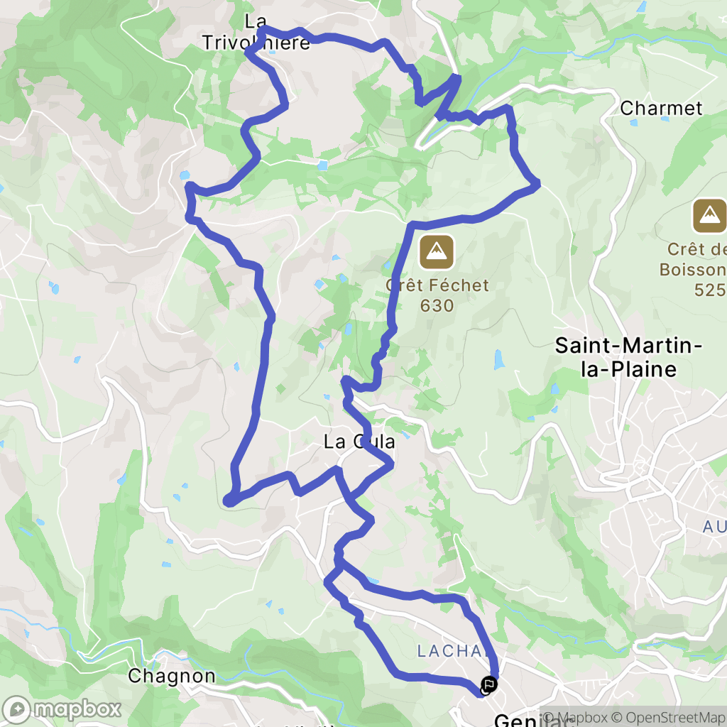 Genilac : carte du parcours de randonnée - France