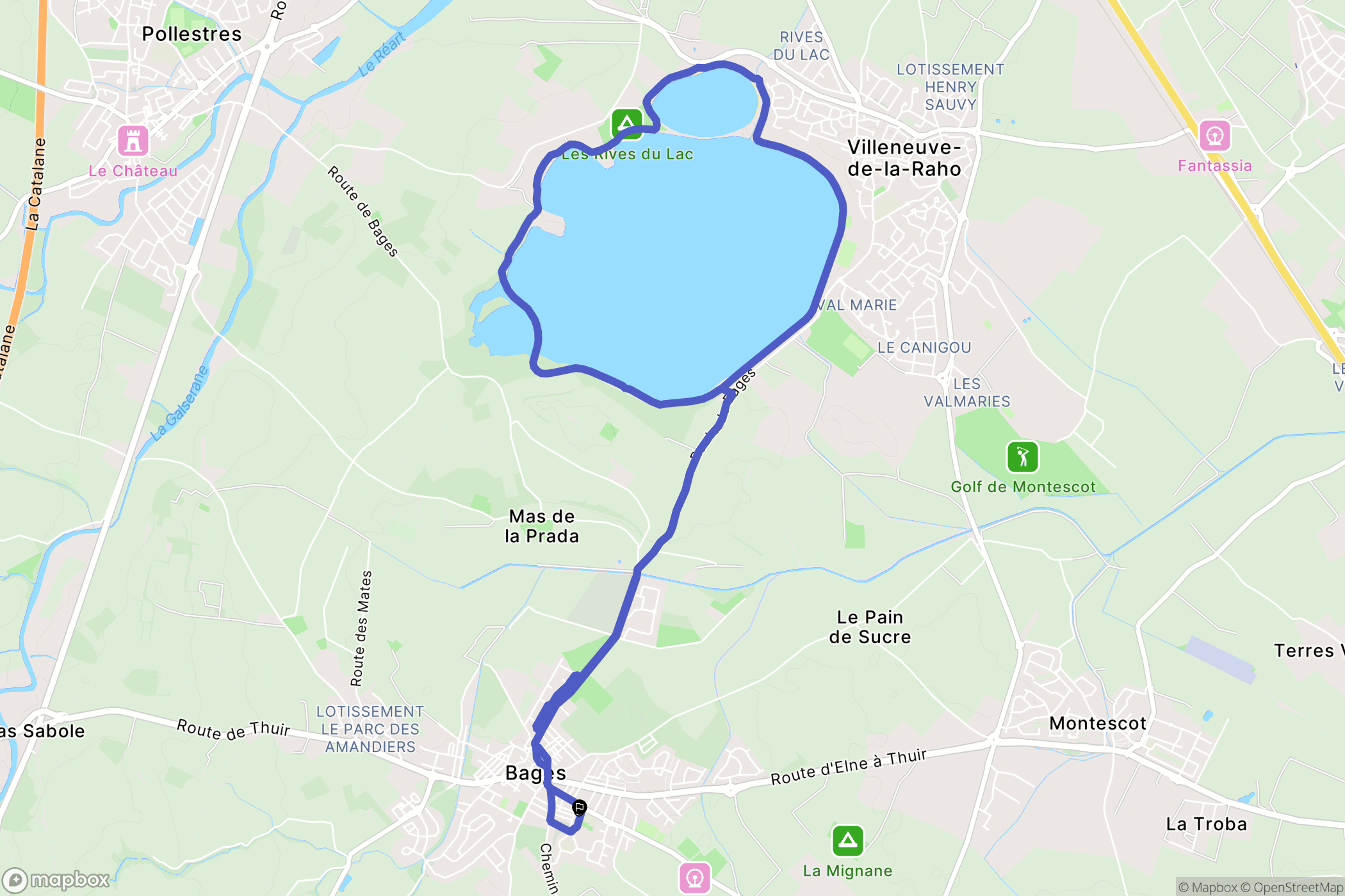 Bages : carte du parcours de randonnée - France