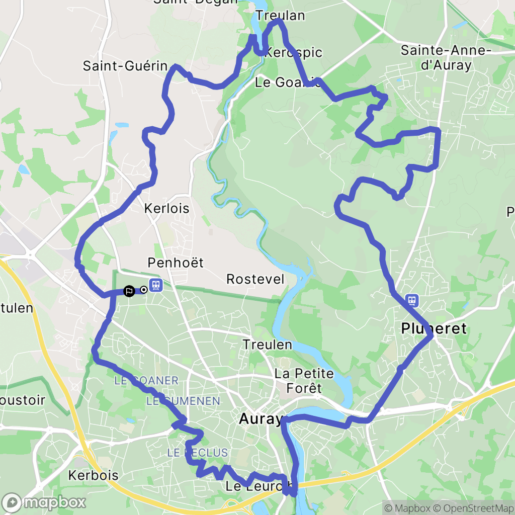 Auray : carte du parcours de randonnée - France