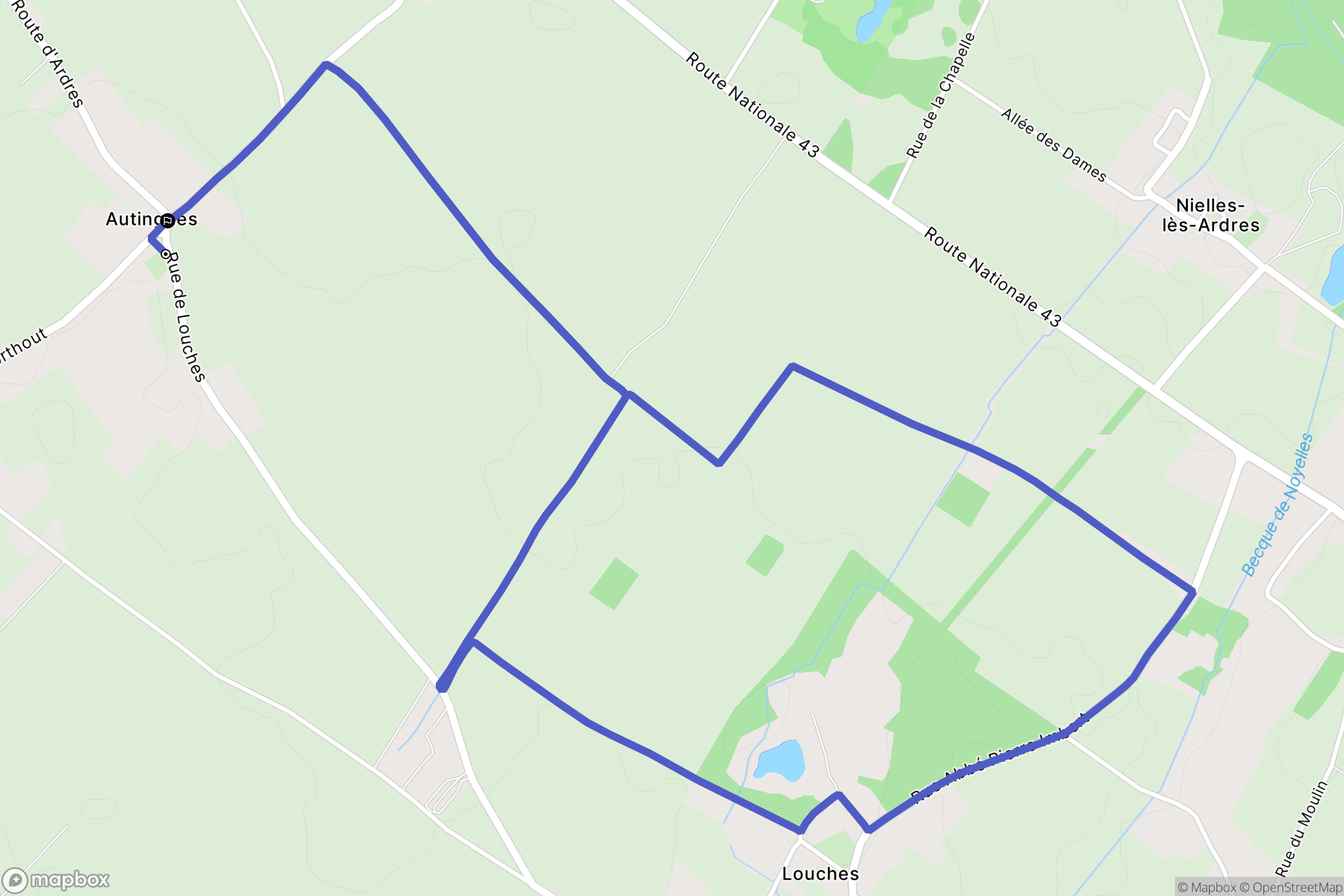 Autingues : carte du parcours de randonnée - France