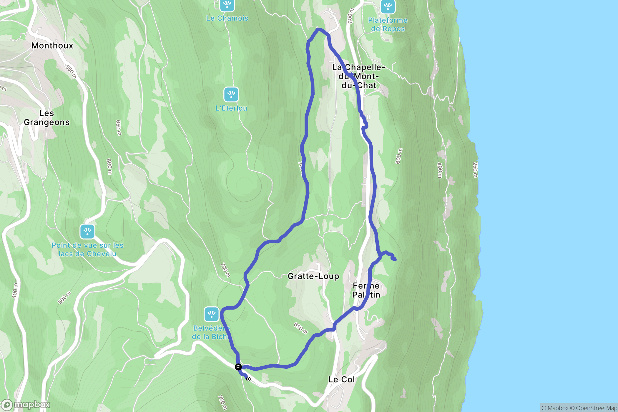 La Chapelle-du-Mont-du-Chat : carte du parcours de randonnée - France