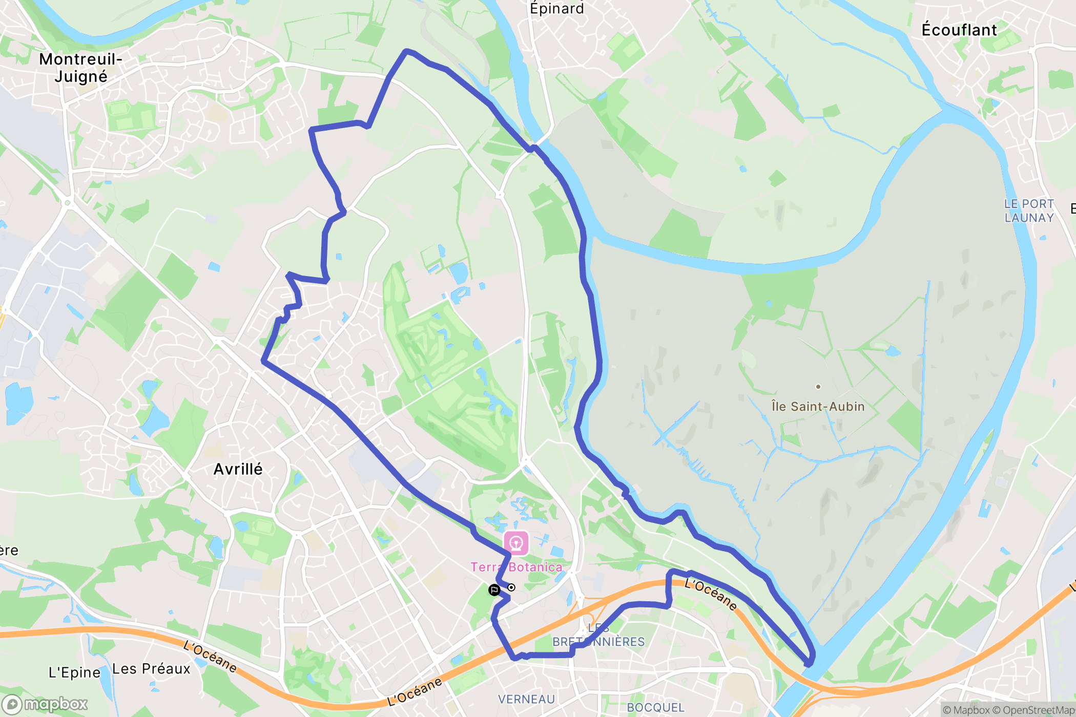 Angers : carte du parcours de randonnée - France