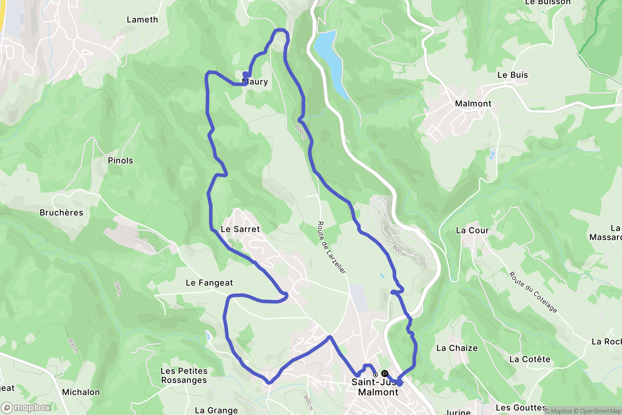 Saint-Just-Malmont : carte du parcours de randonnée - France