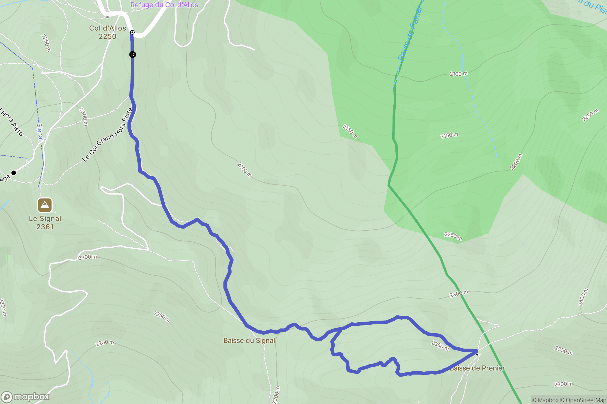 Uvernet-Fours : carte du parcours de randonnée - France