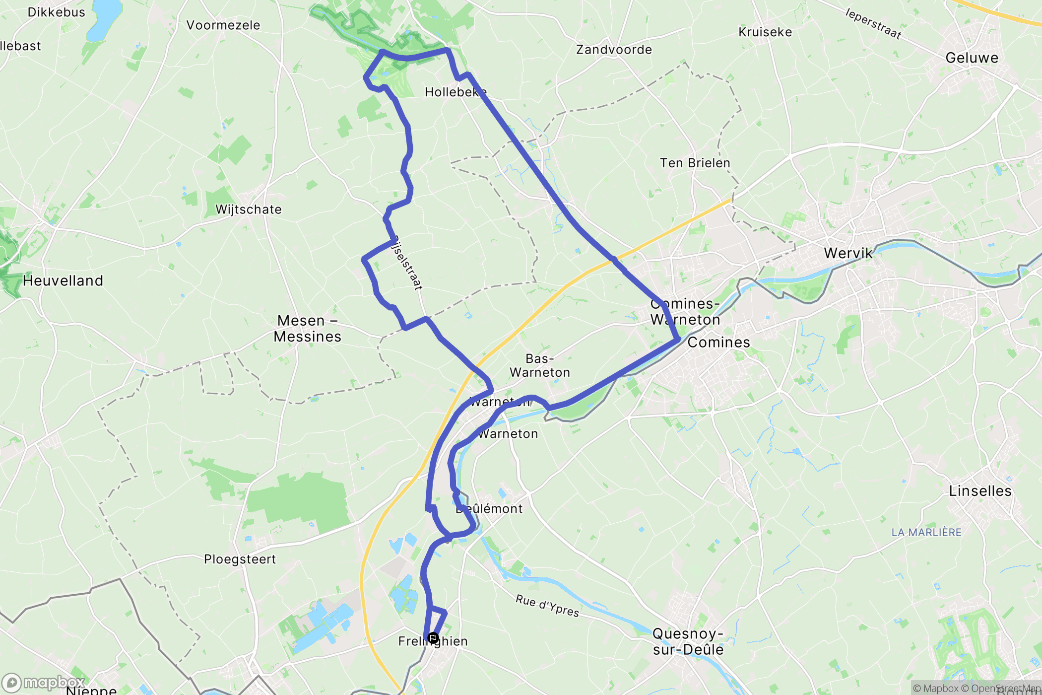 Frelinghien : carte du parcours de randonnée - France
