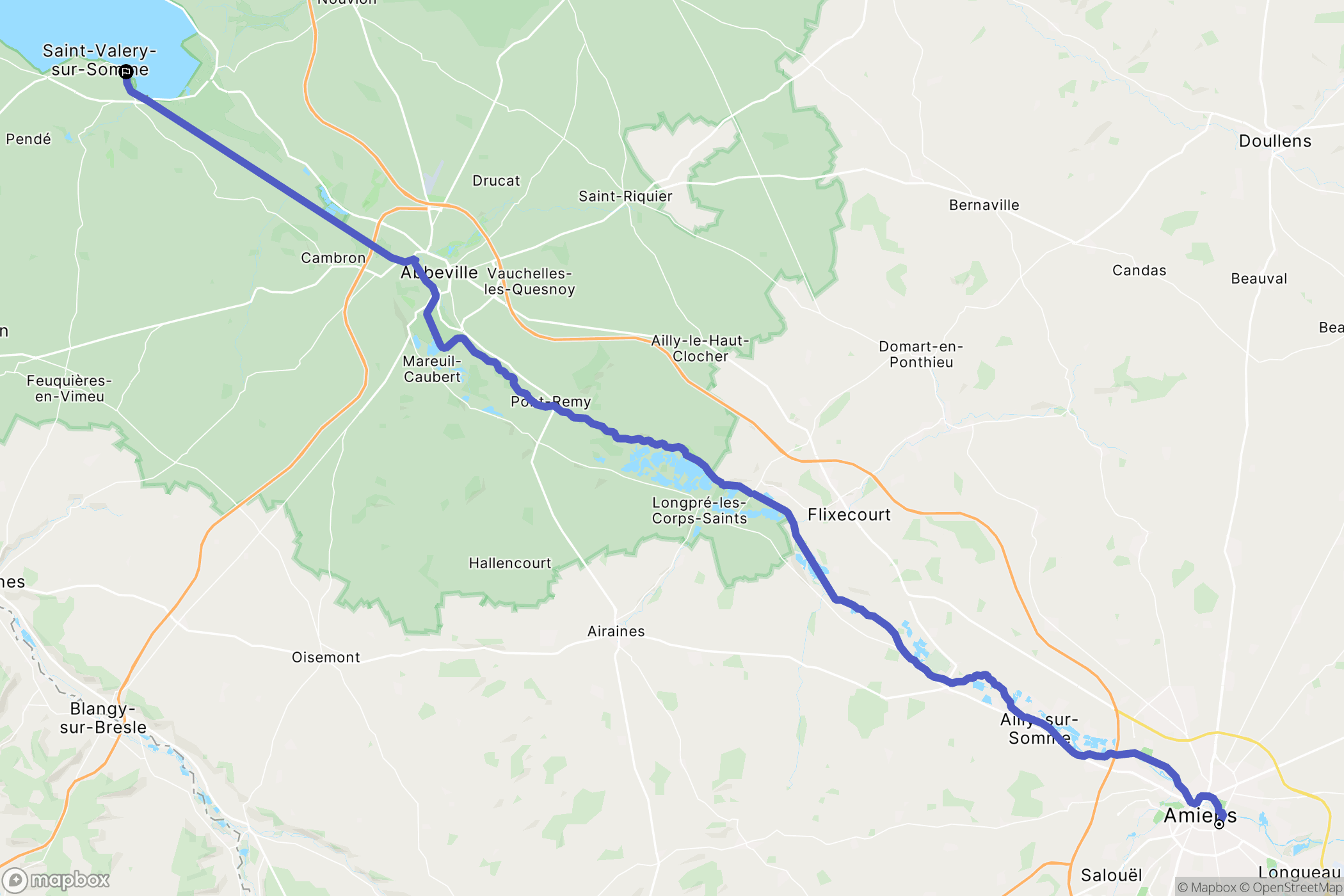 Amiens : carte du parcours de randonnée - France