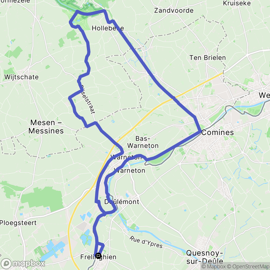 Frelinghien : carte du parcours de randonnée - France