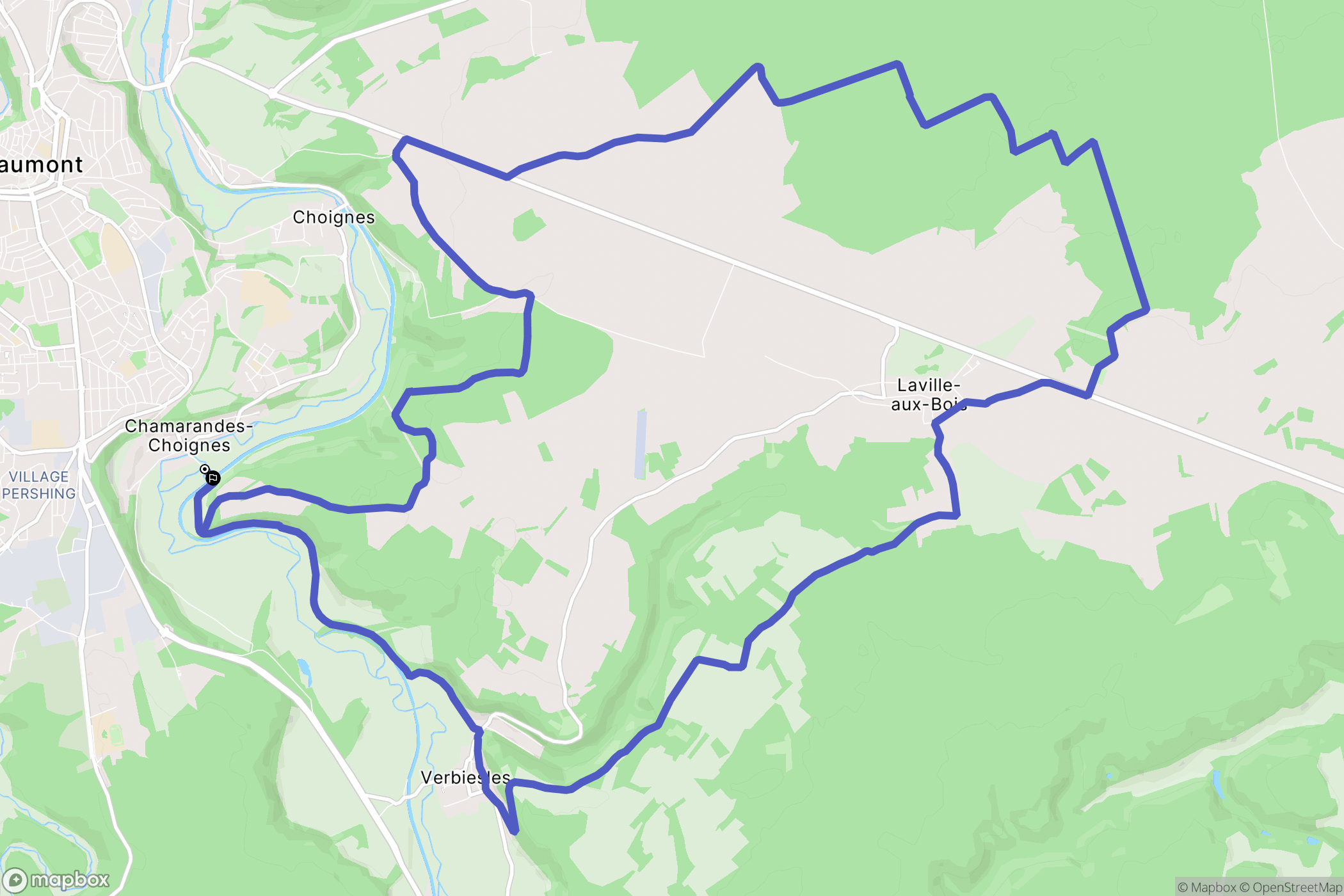 Chamarandes-Choignes : carte du parcours de randonnée - France