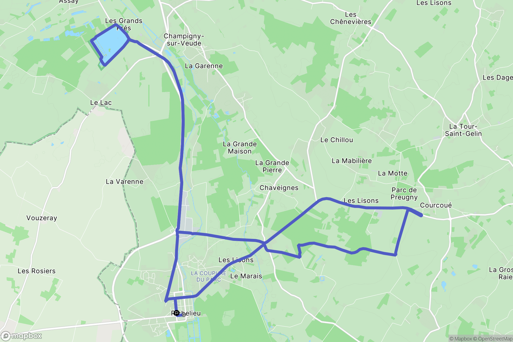 Richelieu : carte du parcours de randonnée - France