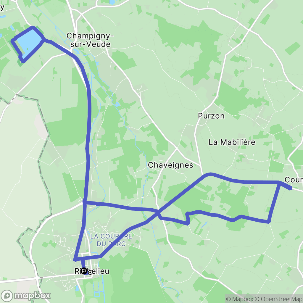 Richelieu : carte du parcours de randonnée - France