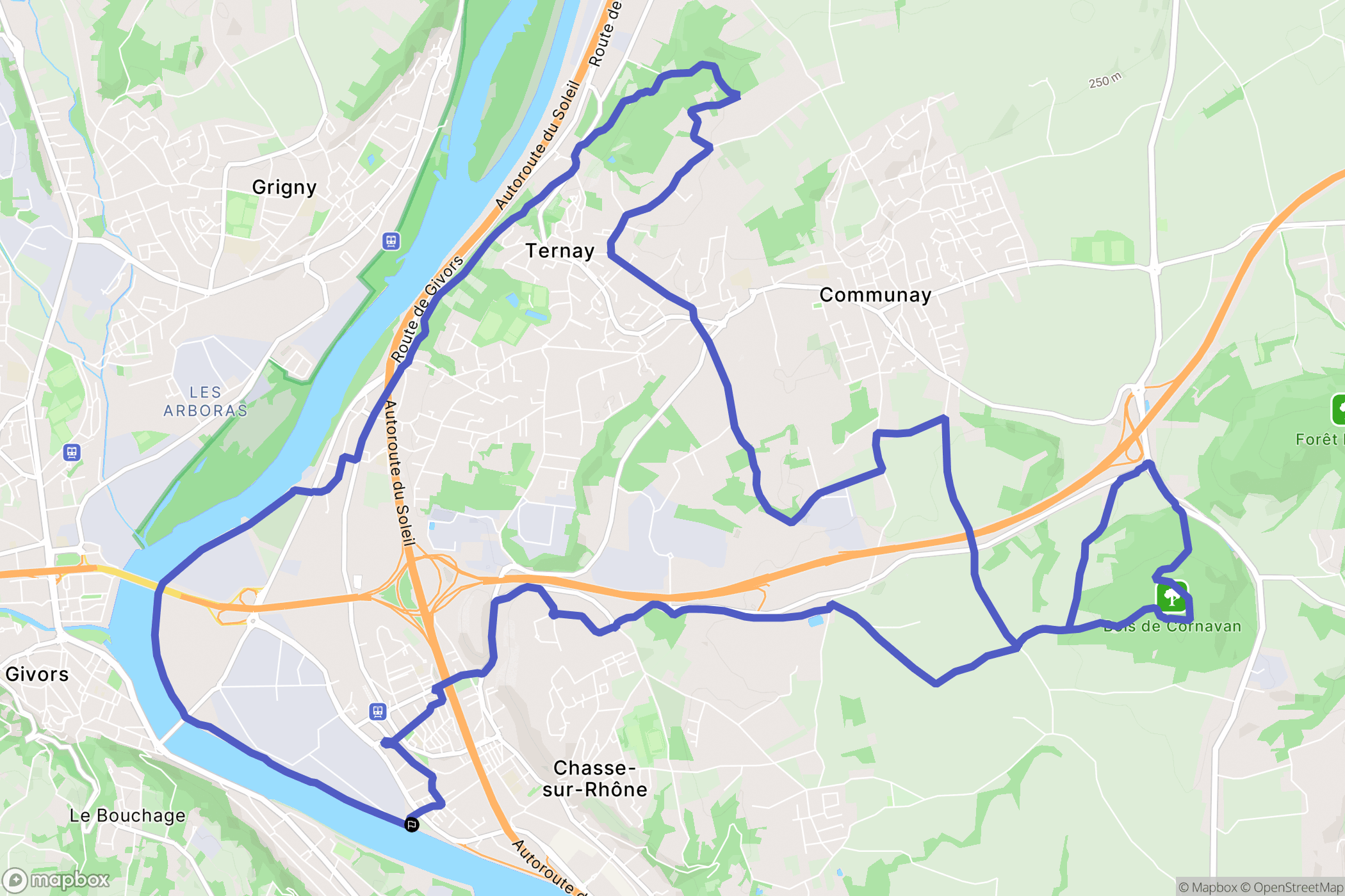 Chasse-sur-Rhône : carte du parcours de randonnée - France